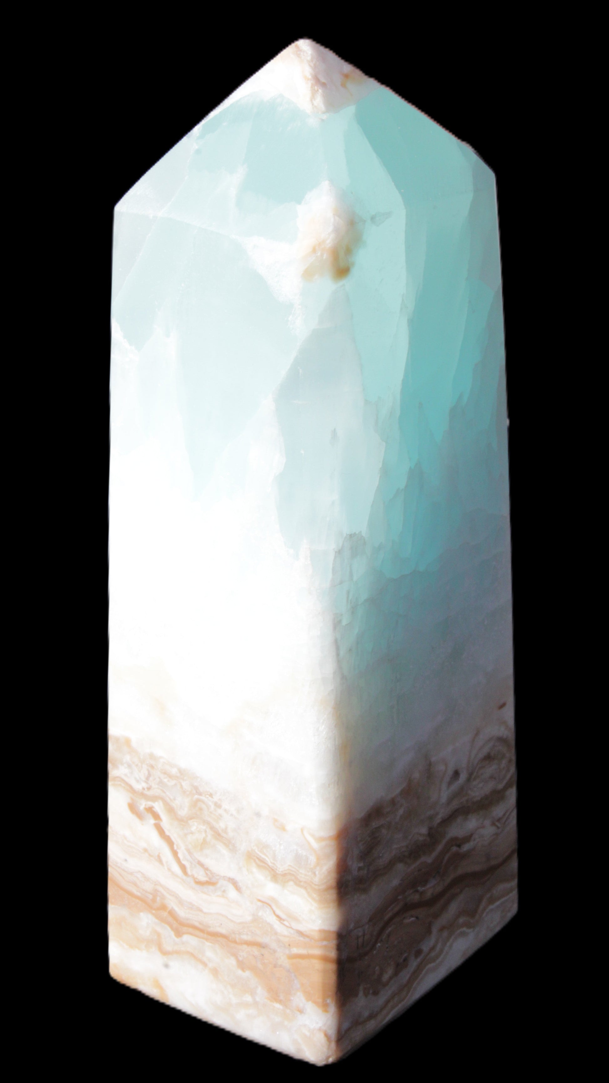 Caribbean Calcite Blue Aragonite obelisk 46*32*128mm 468.6g Rocks and Things Store