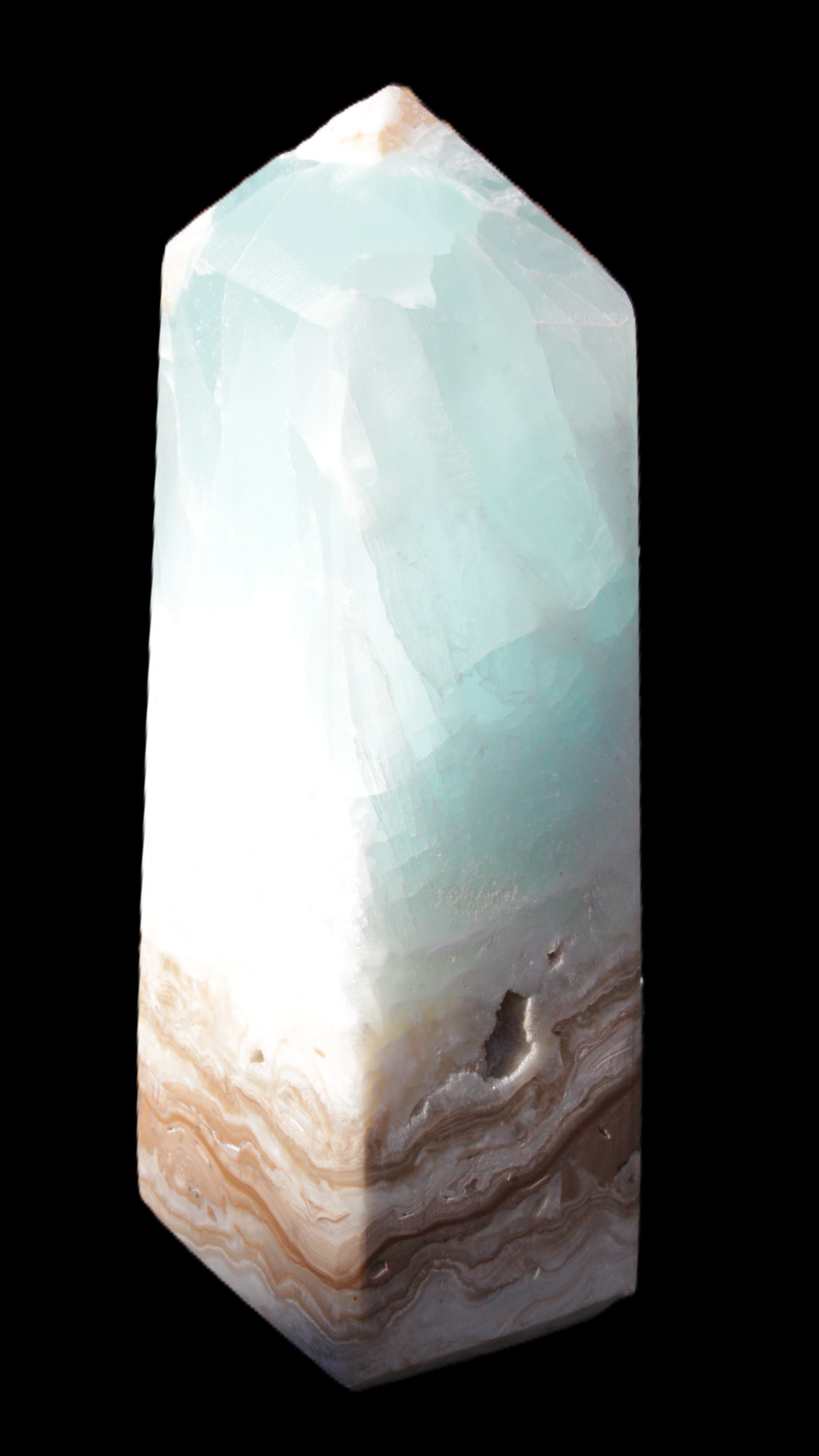 Caribbean Calcite Blue Aragonite obelisk 46*32*128mm 468.6g Rocks and Things Store
