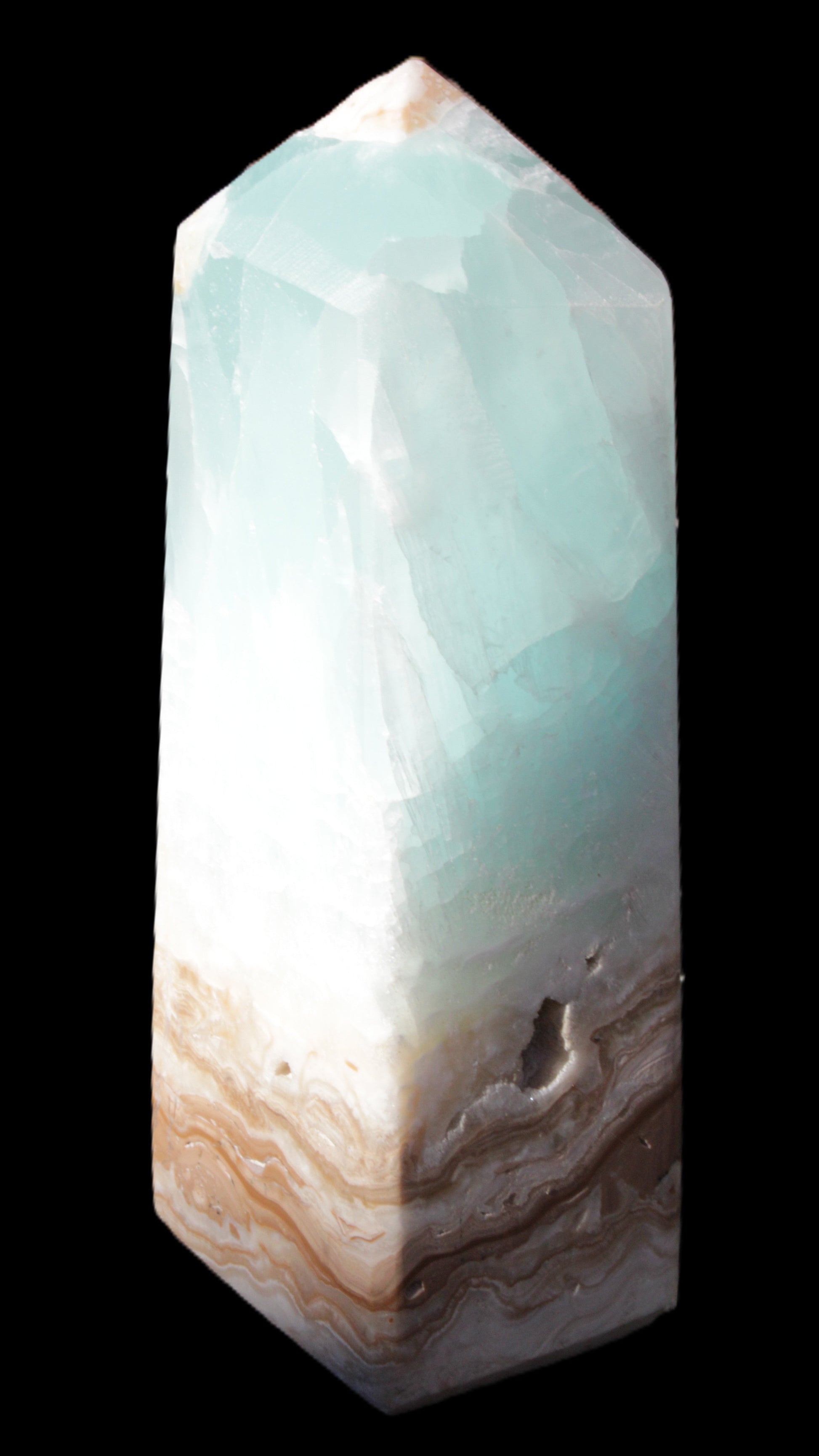 Caribbean Calcite Blue Aragonite obelisk 46*32*128mm 468.6g Rocks and Things Store