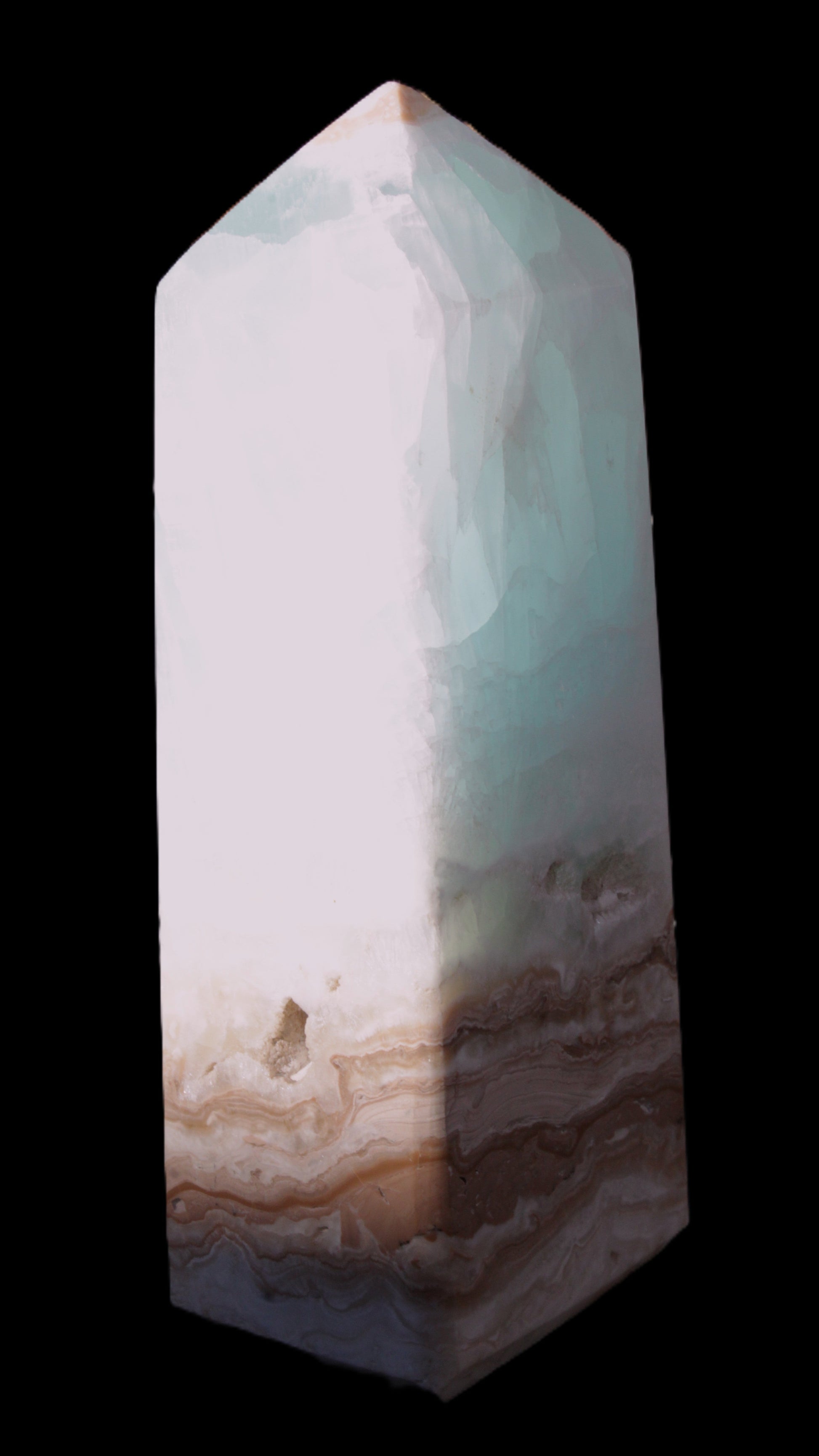 Caribbean Calcite Blue Aragonite obelisk 46*32*128mm 468.6g Rocks and Things Store