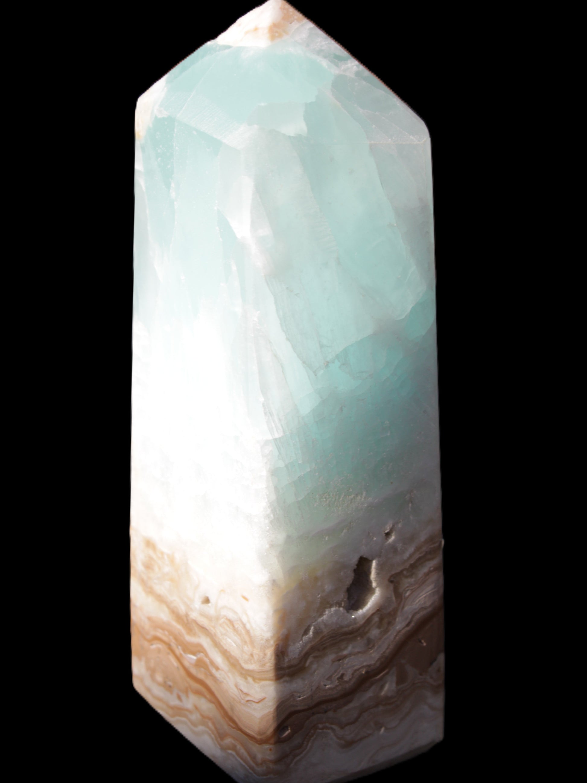 Caribbean Calcite Blue Aragonite obelisk 46*32*128mm 468.6g Rocks and Things Store