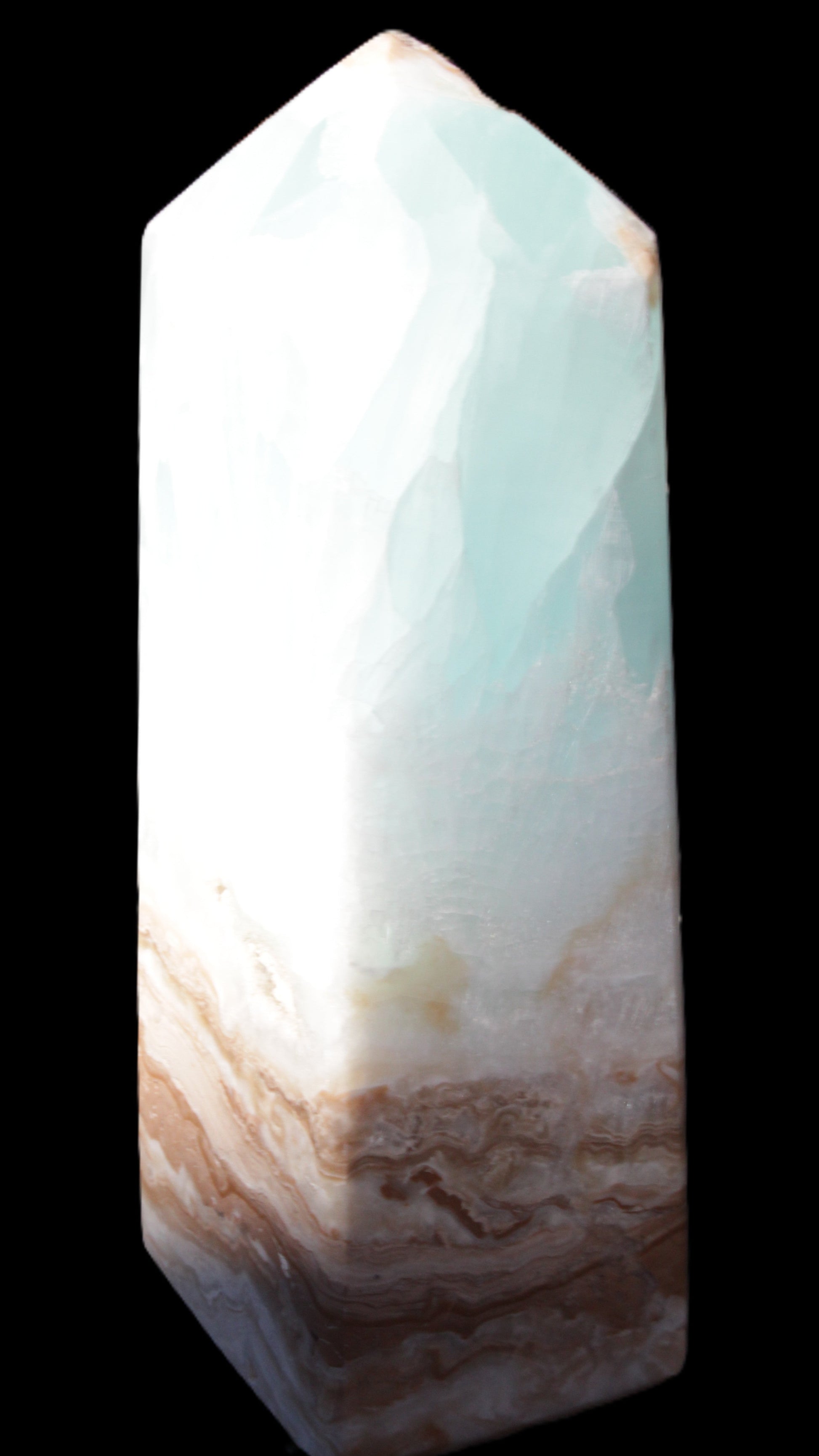 Caribbean Calcite Blue Aragonite obelisk 46*32*128mm 468.6g Rocks and Things Store