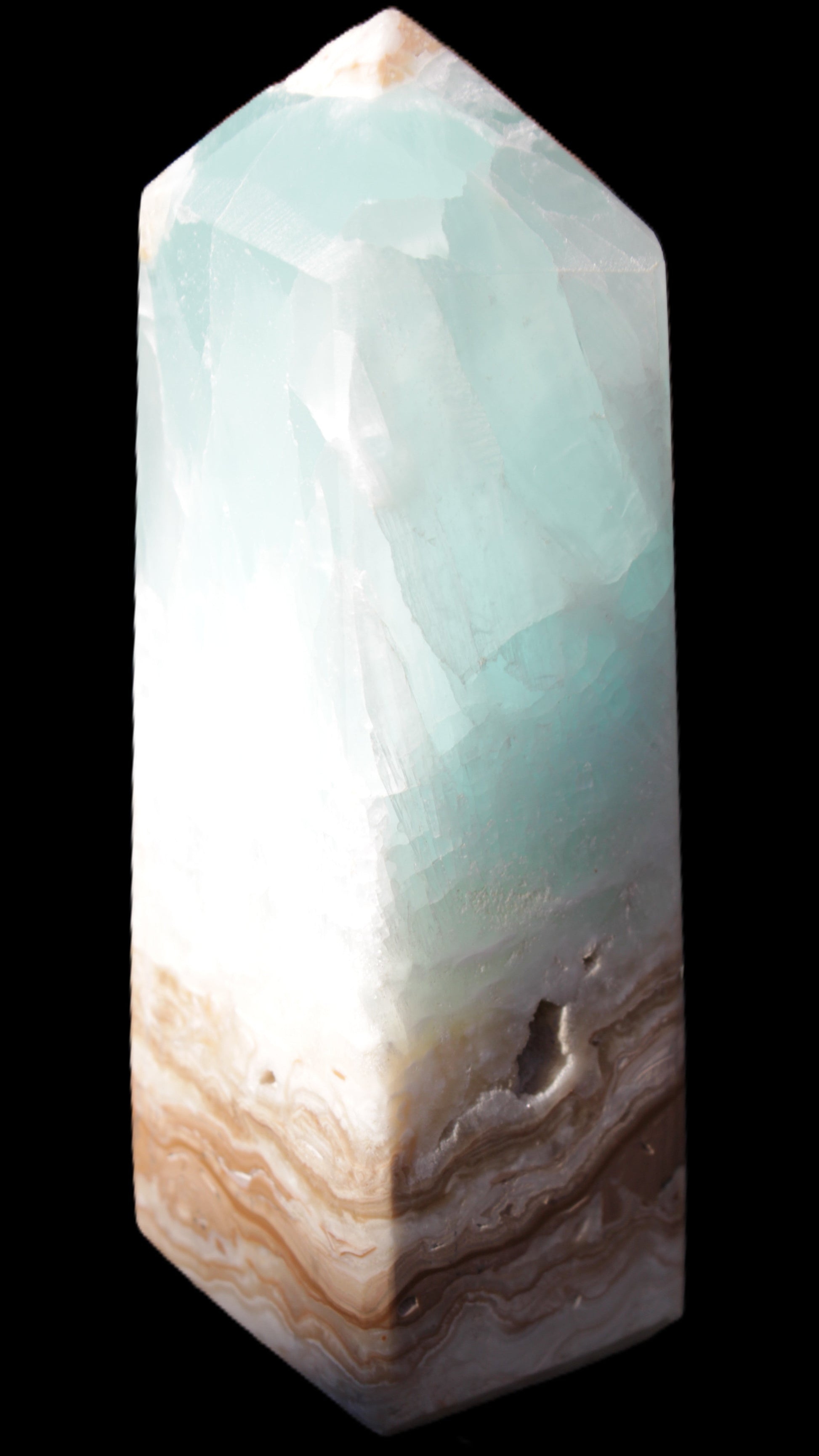 Caribbean Calcite Blue Aragonite obelisk 46*32*128mm 468.6g Rocks and Things Store