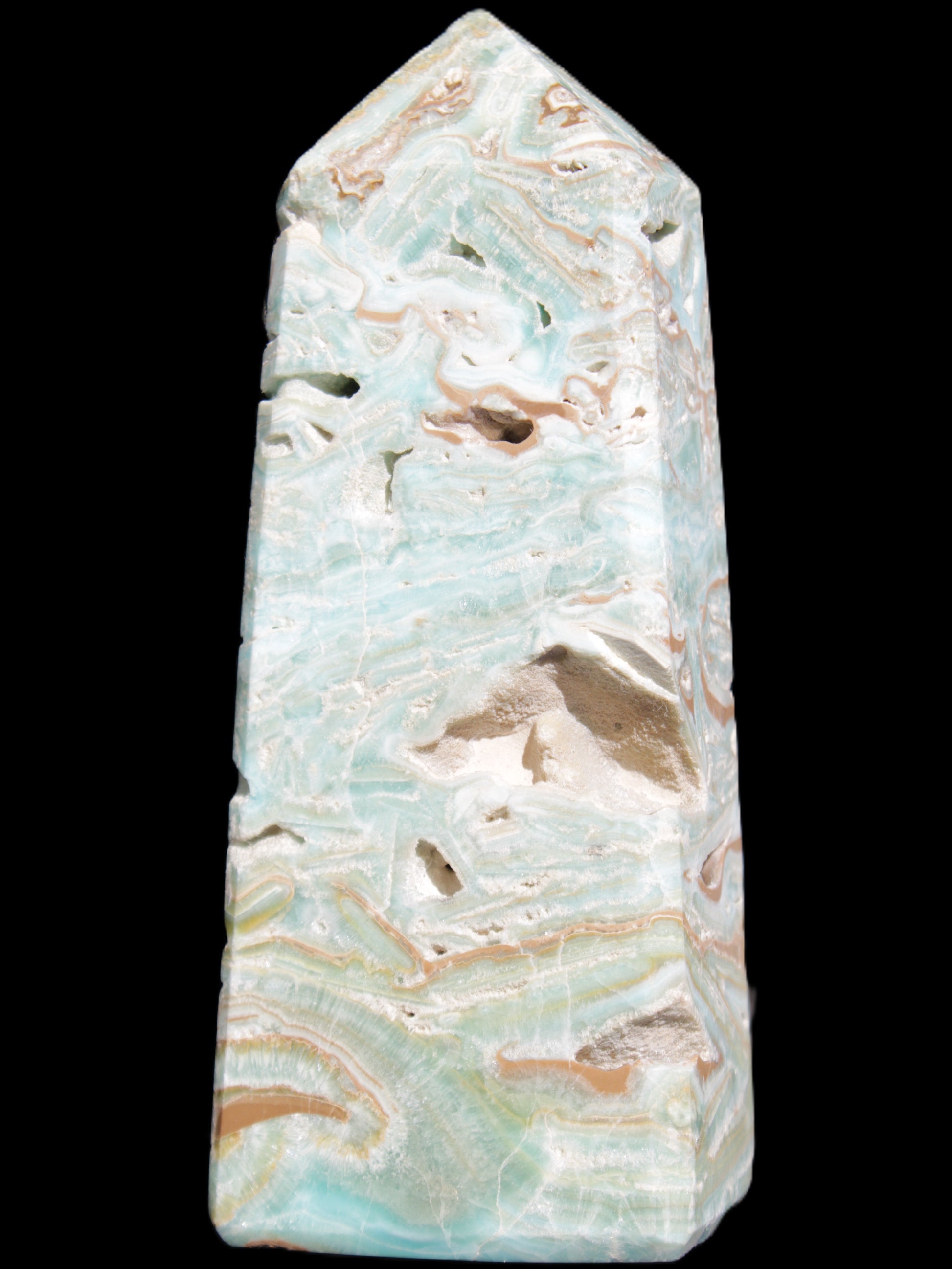 Caribbean Calcite Blue Aragonite obelisk 44*31*112mm 270g Rocks and Things Store