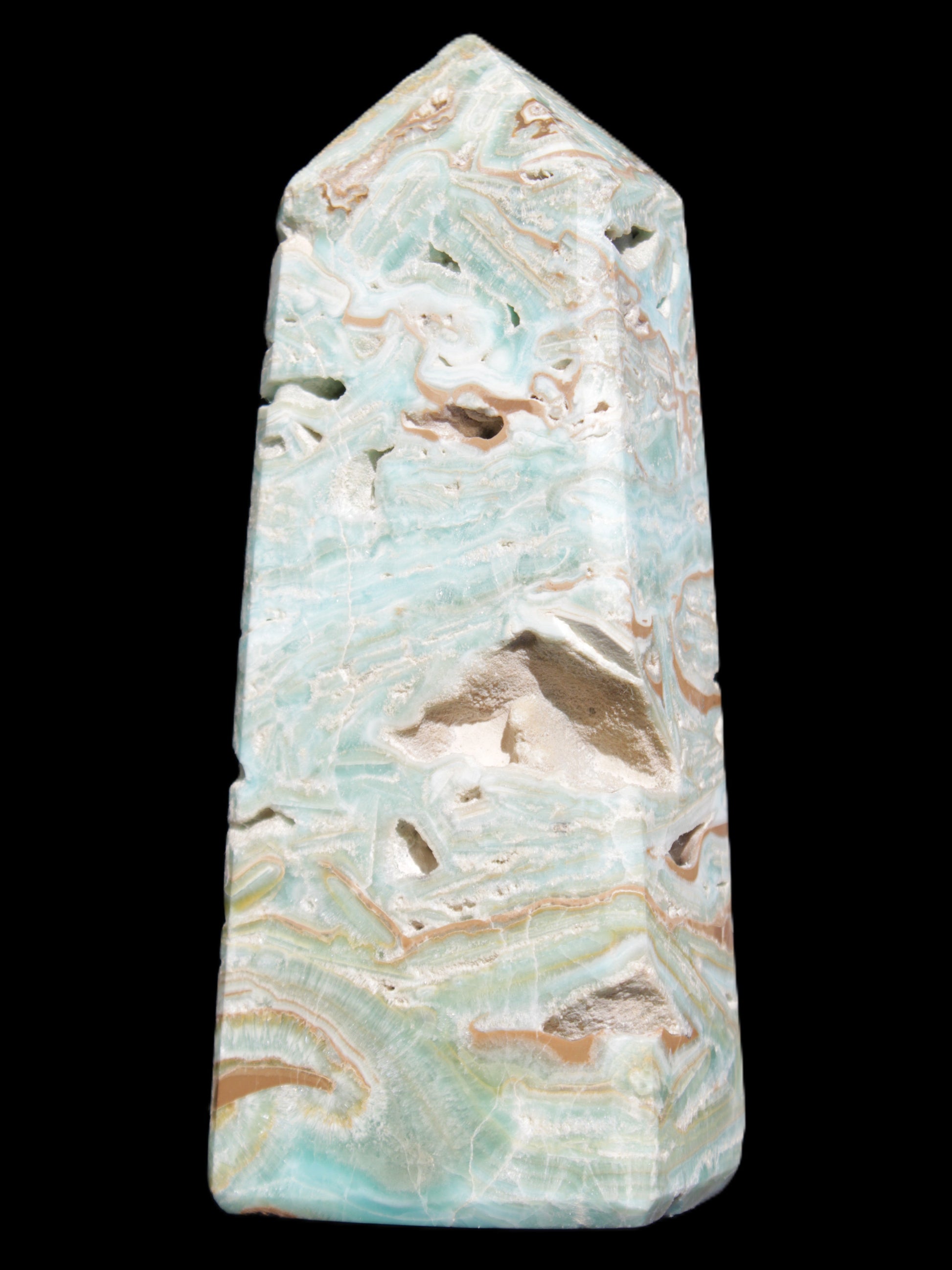 Caribbean Calcite Blue Aragonite obelisk 44*31*112mm 270g Rocks and Things Store