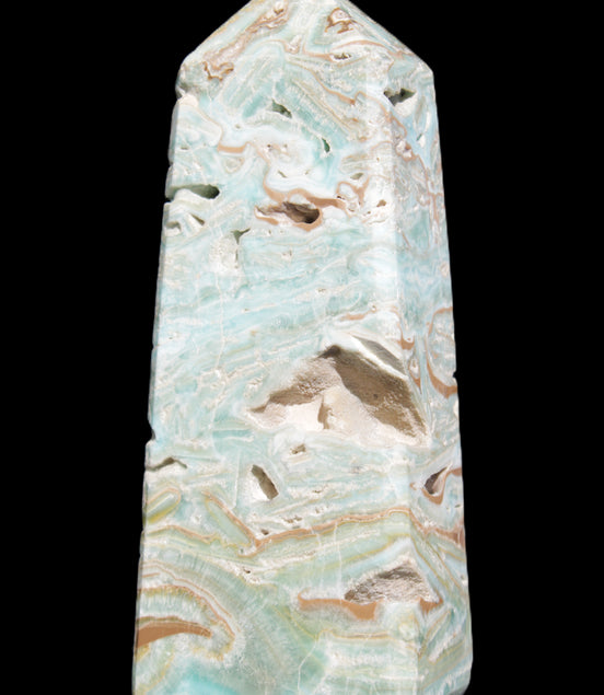 Caribbean Calcite Blue Aragonite obelisk 44*31*112mm 270g Rocks and Things Store