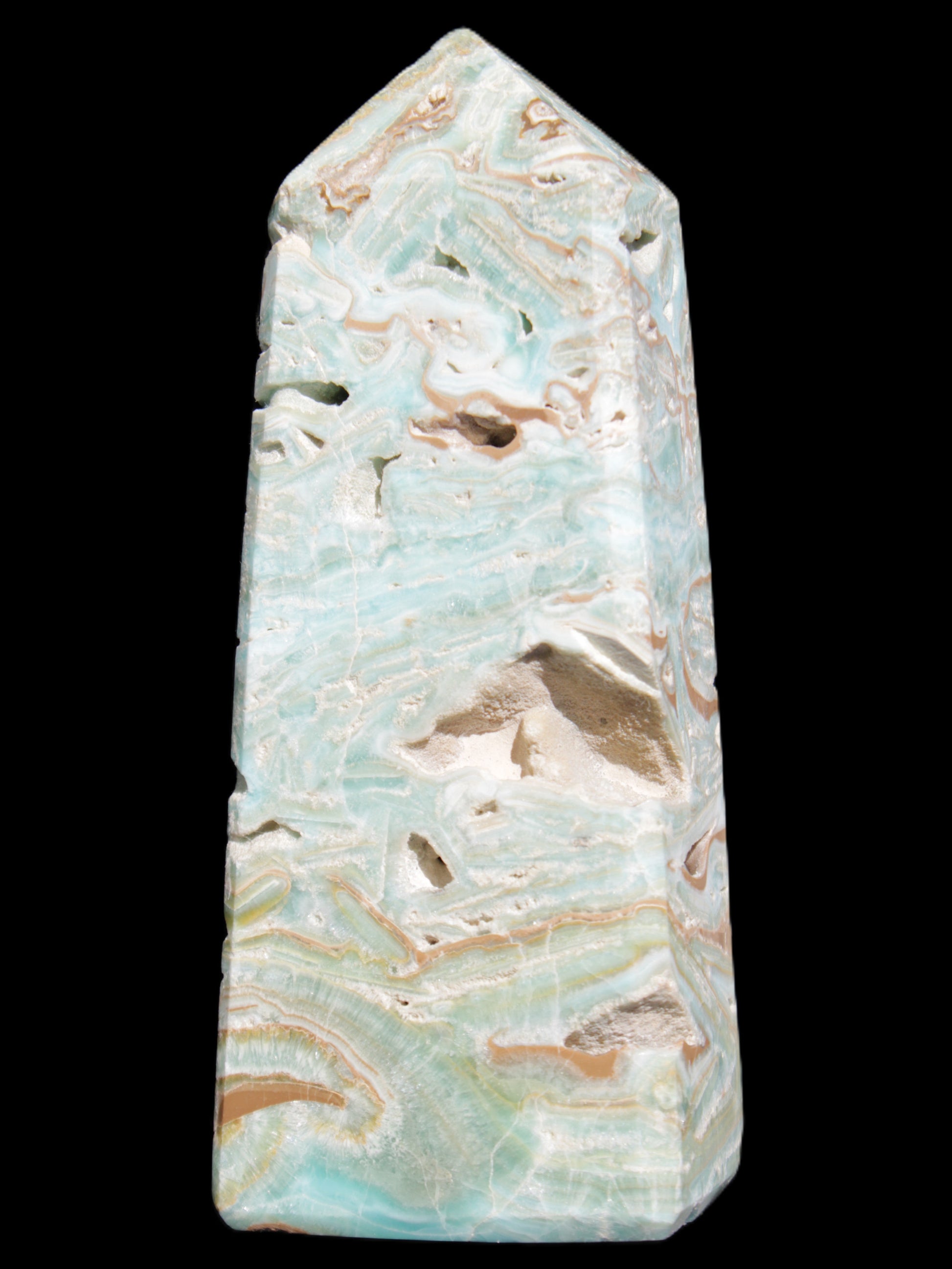 Caribbean Calcite Blue Aragonite obelisk 44*31*112mm 270g Rocks and Things Store