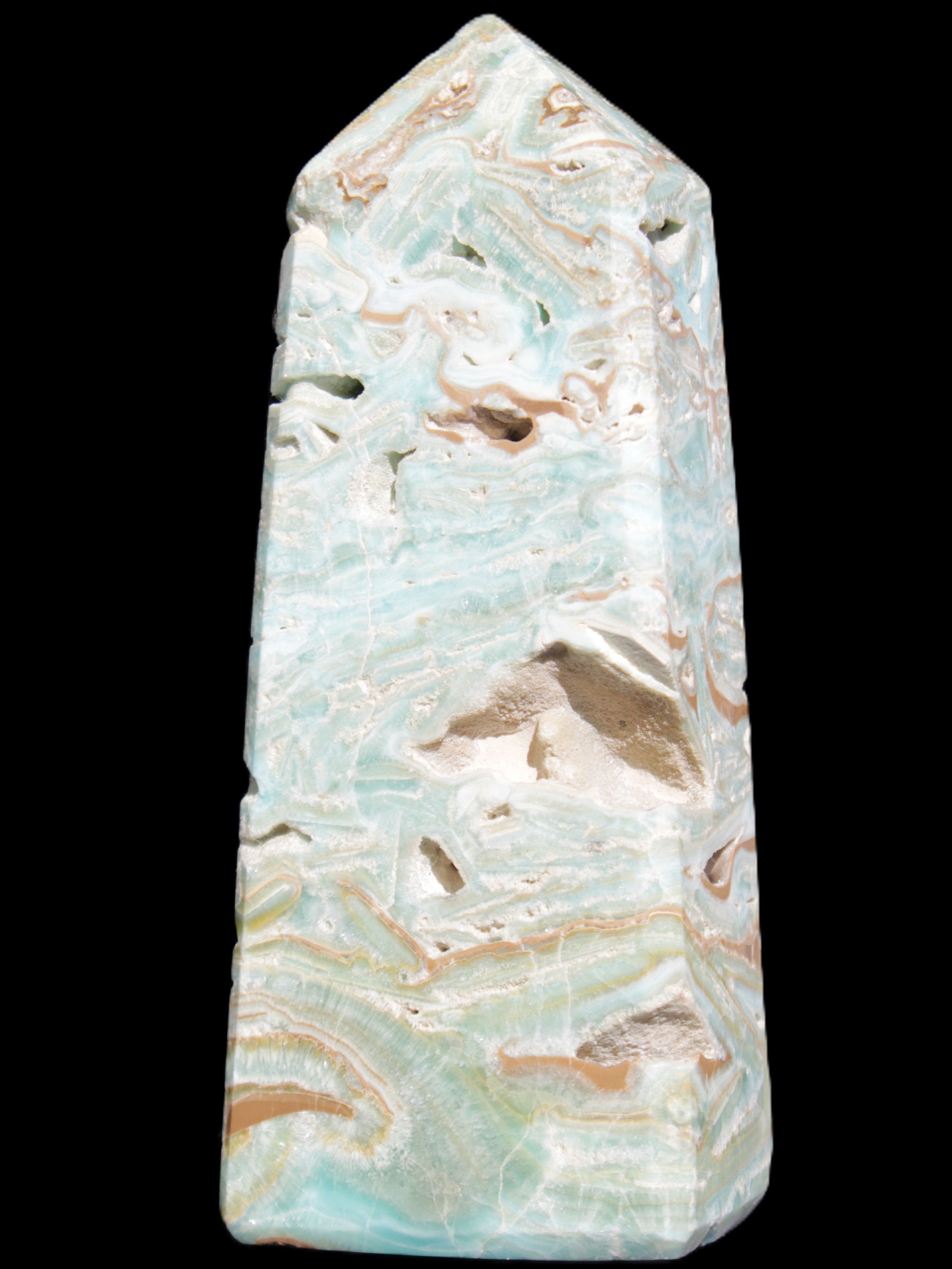 Caribbean Calcite Blue Aragonite obelisk 44*31*112mm 270g Rocks and Things Store