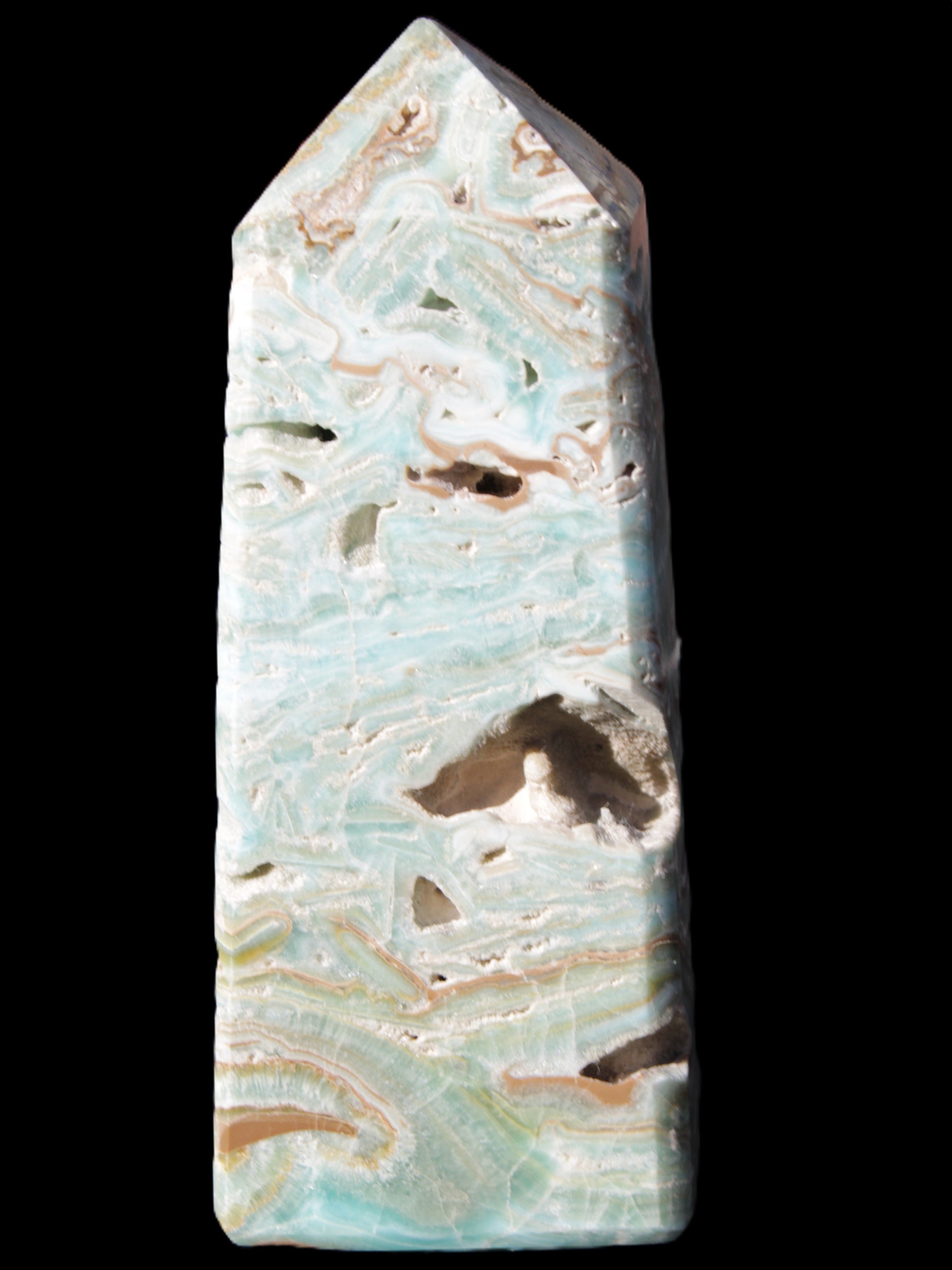 Caribbean Calcite Blue Aragonite obelisk 44*31*112mm 270g Rocks and Things Store