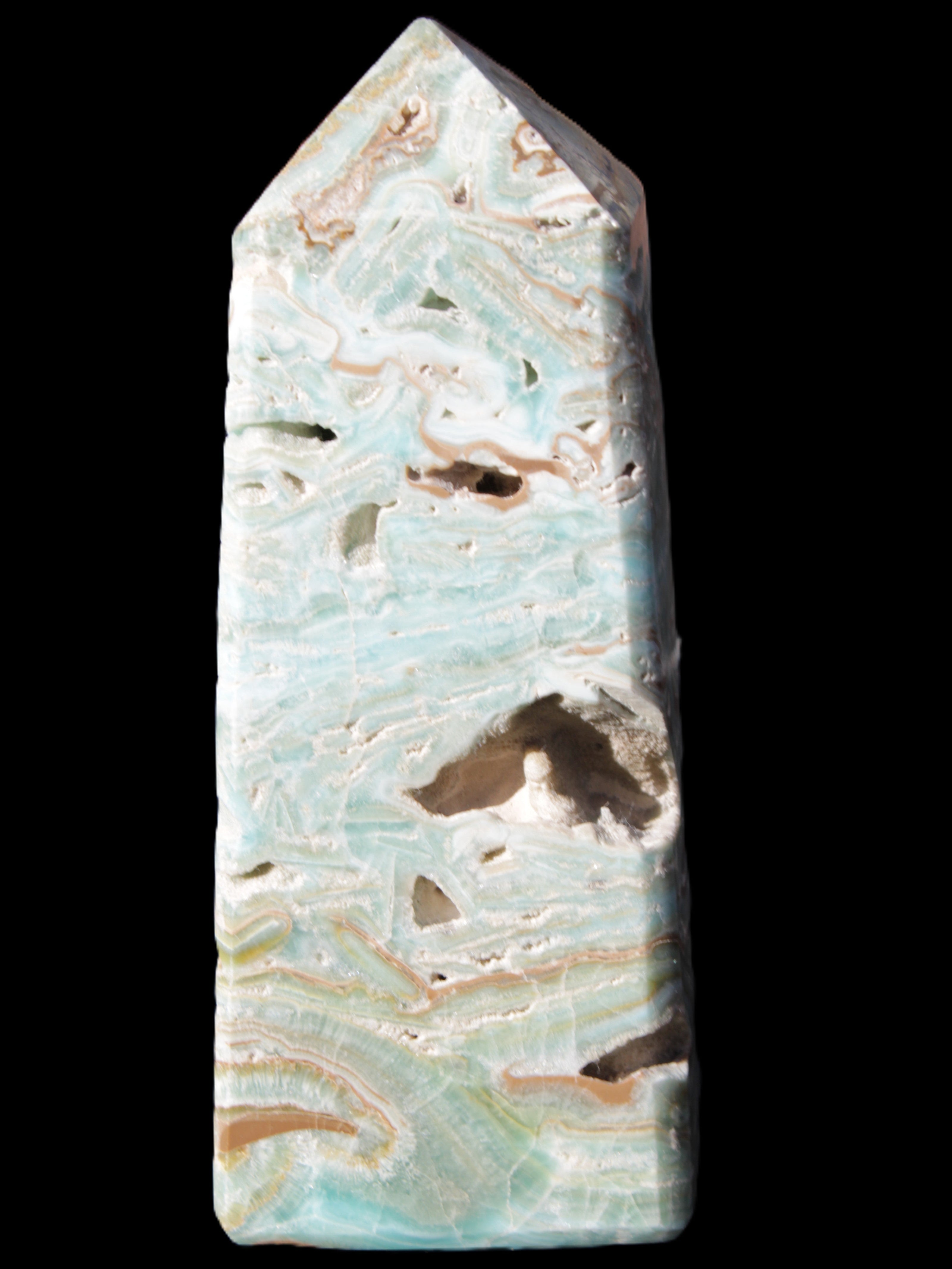 Caribbean Calcite Blue Aragonite obelisk 44*31*112mm 270g Rocks and Things Store