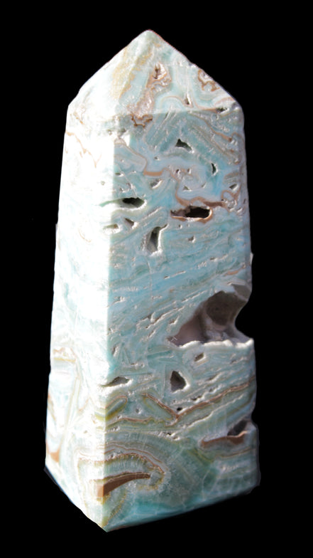 Caribbean Calcite Blue Aragonite obelisk 44*31*112mm 270g Rocks and Things Store