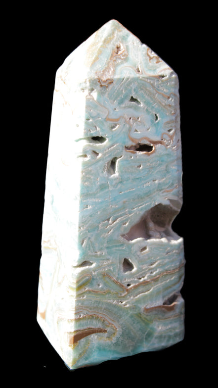 Caribbean Calcite Blue Aragonite obelisk 44*31*112mm 270g Rocks and Things Store