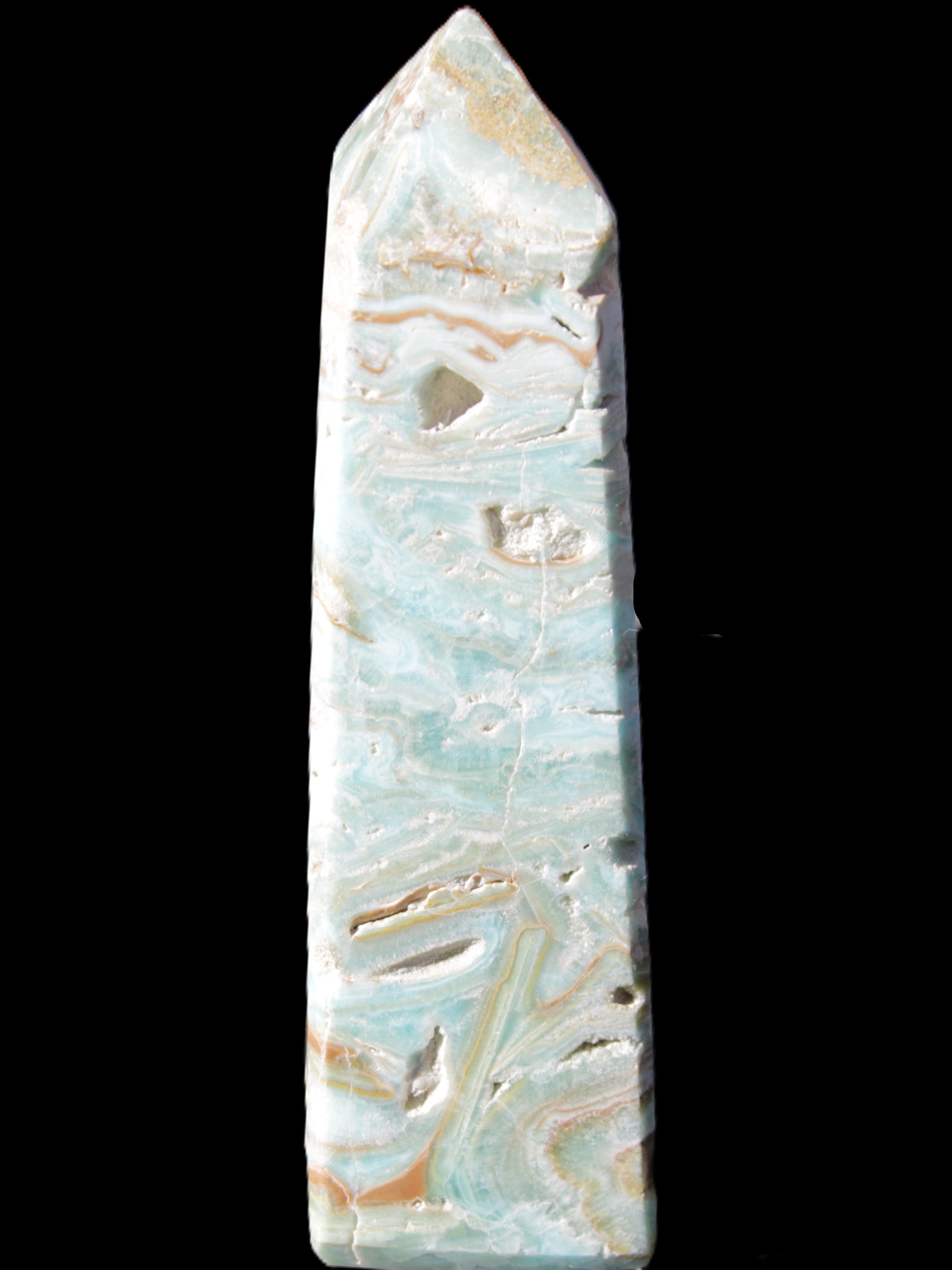 Caribbean Calcite Blue Aragonite obelisk 44*31*112mm 270g Rocks and Things Store
