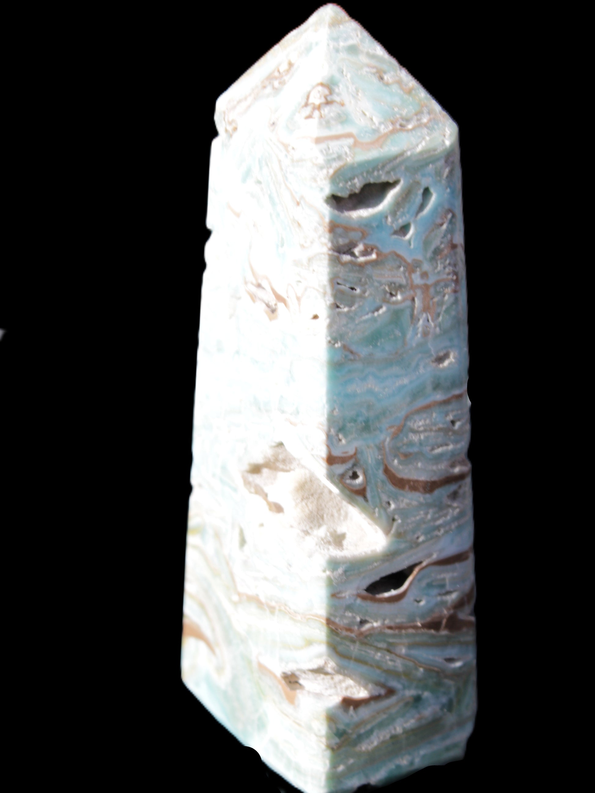 Caribbean Calcite Blue Aragonite obelisk 44*31*112mm 270g Rocks and Things Store