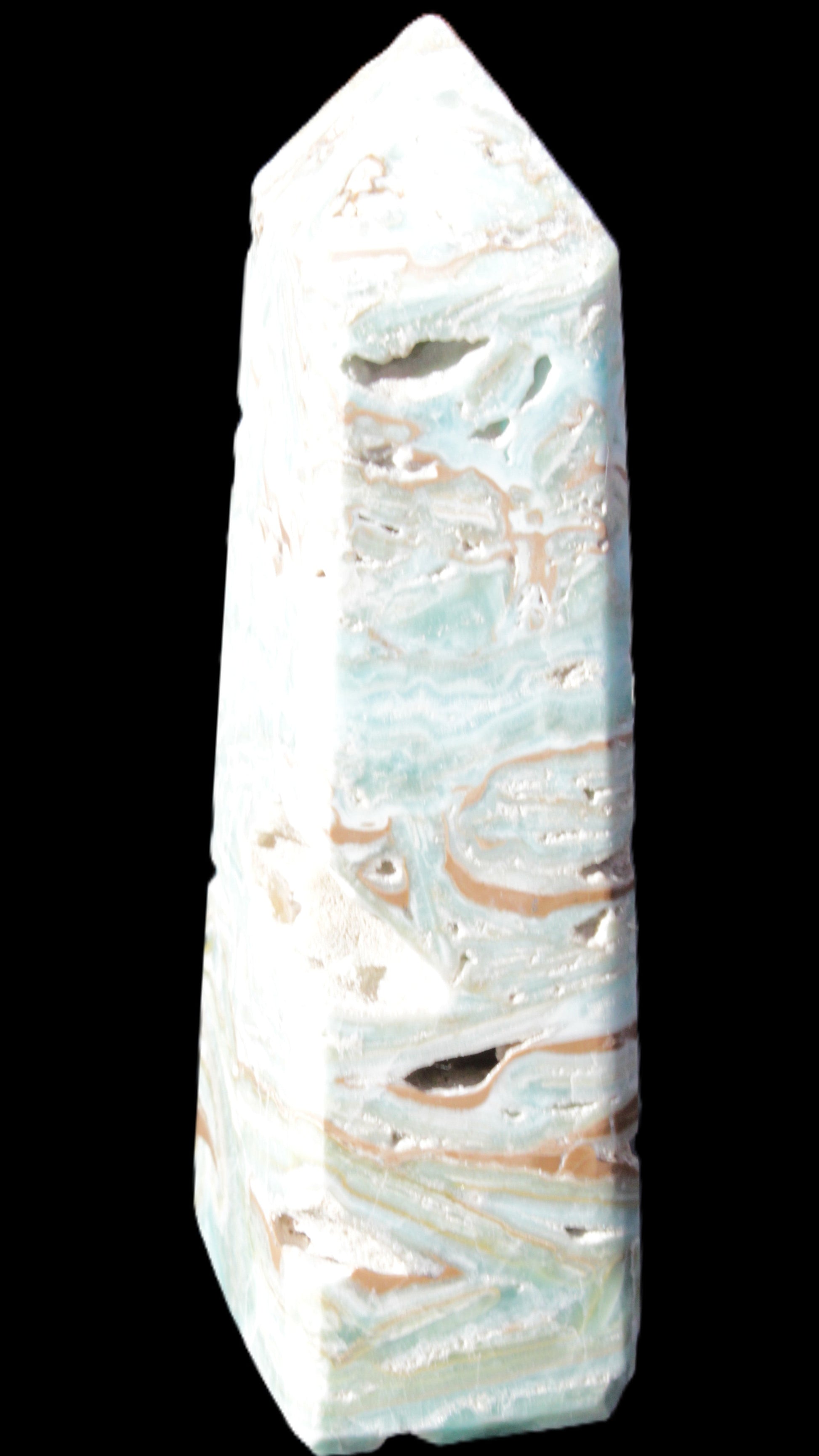 Caribbean Calcite Blue Aragonite obelisk 44*31*112mm 270g Rocks and Things Store