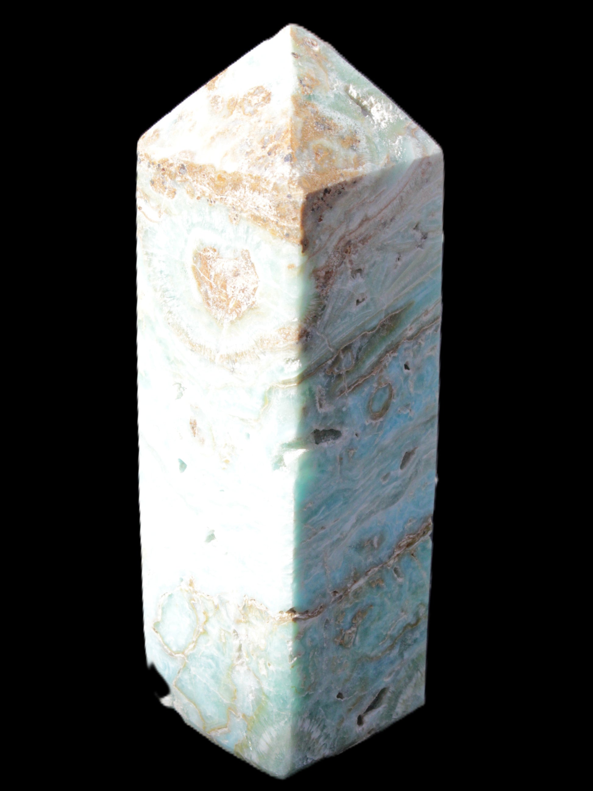 Caribbean Calcite Blue Aragonite obelisk 33*33*107mm 263g Rocks and Things Store