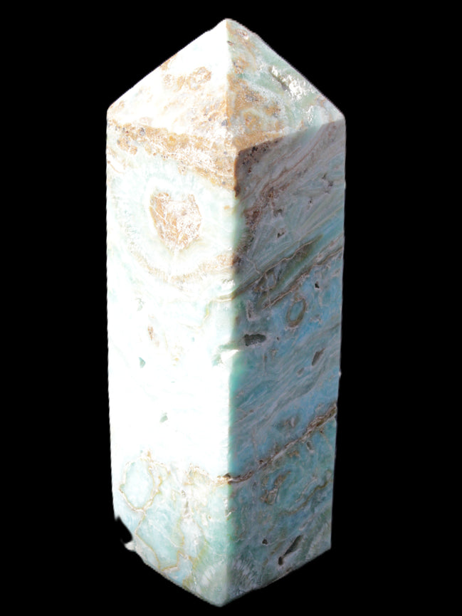 Caribbean Calcite Blue Aragonite obelisk 33*33*107mm 263g Rocks and Things Store