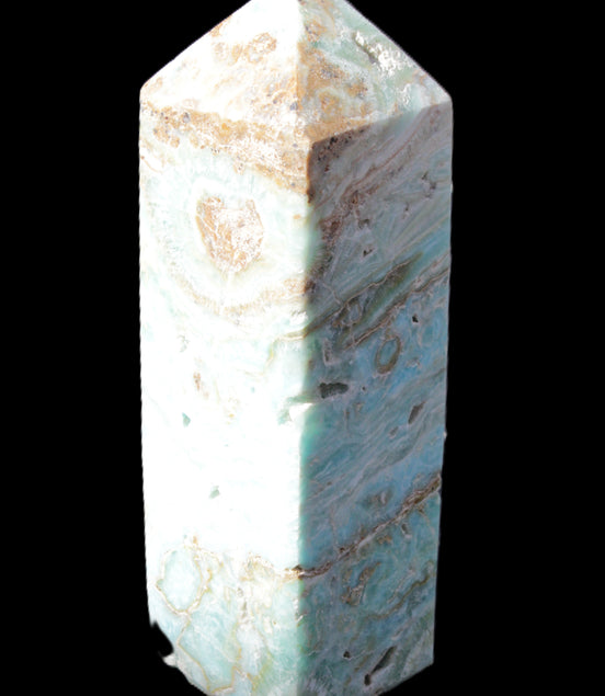 Caribbean Calcite Blue Aragonite obelisk 33*33*107mm 263g Rocks and Things Store