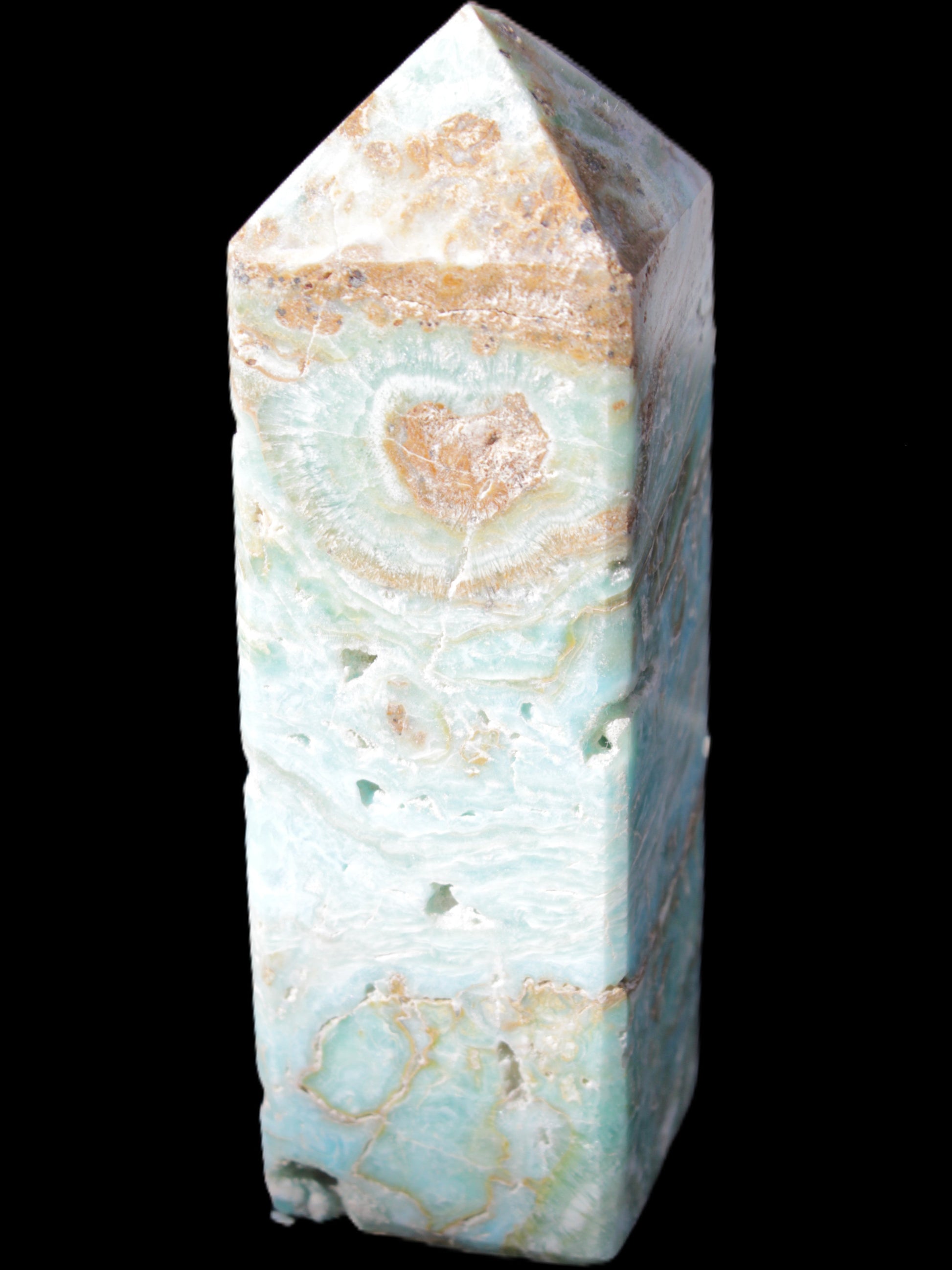 Caribbean Calcite Blue Aragonite obelisk 33*33*107mm 263g Rocks and Things Store