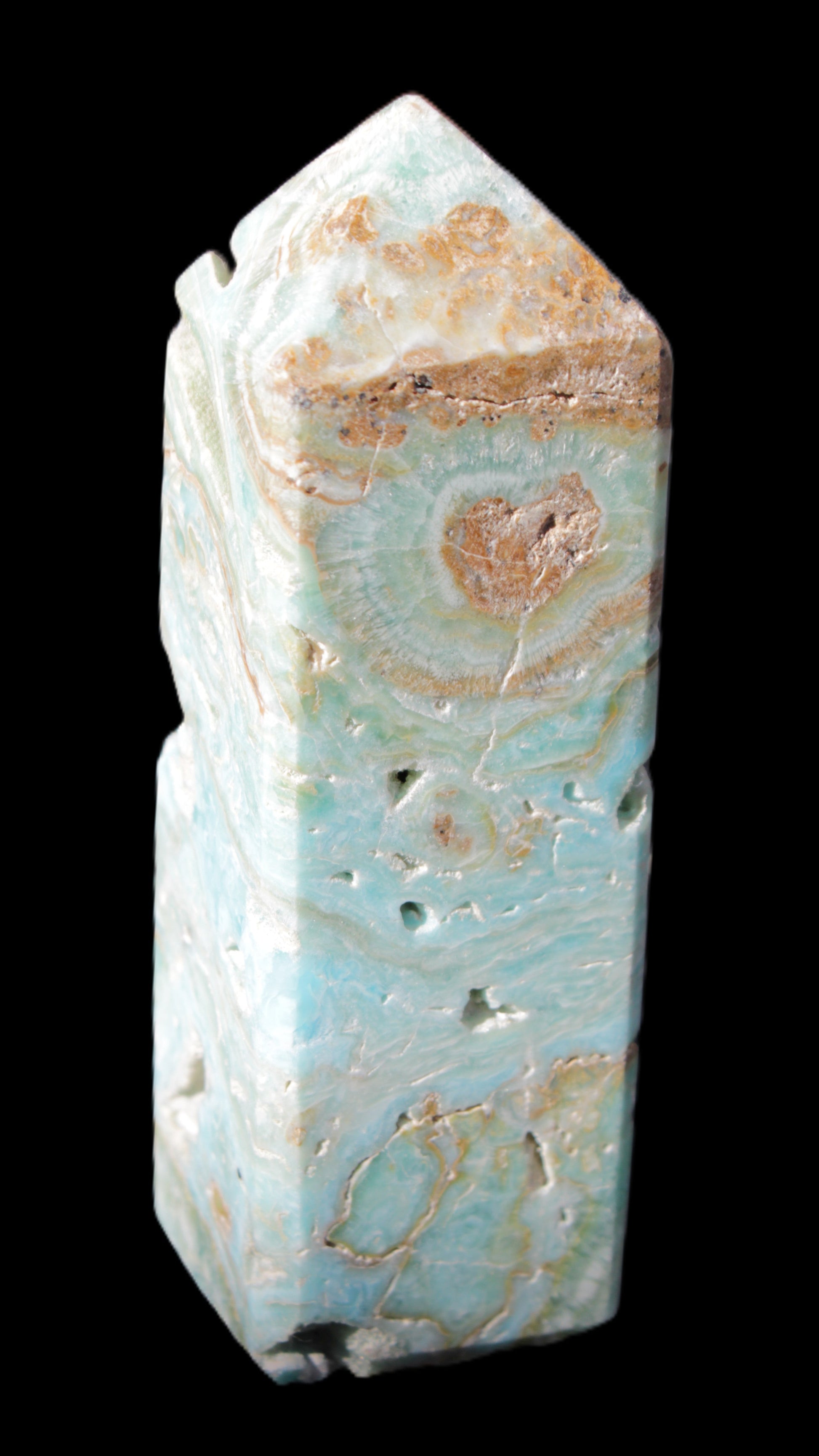 Caribbean Calcite Blue Aragonite obelisk 33*33*107mm 263g Rocks and Things Store
