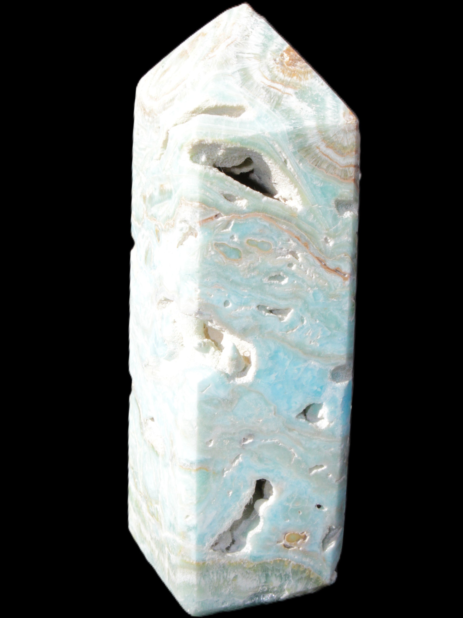 Caribbean Calcite Blue Aragonite obelisk 33*33*107mm 263g Rocks and Things Store