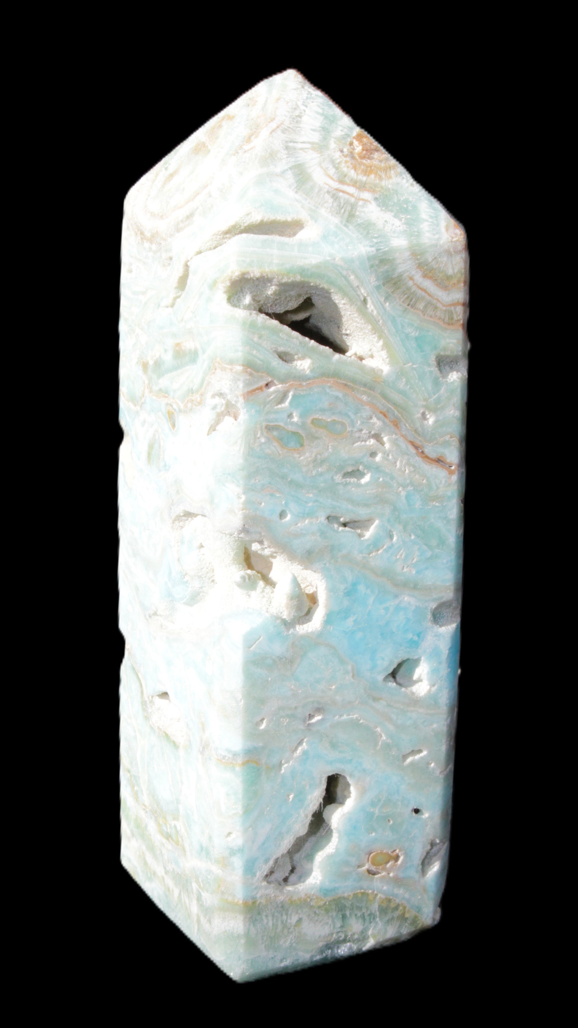 Caribbean Calcite Blue Aragonite obelisk 33*33*107mm 263g Rocks and Things Store