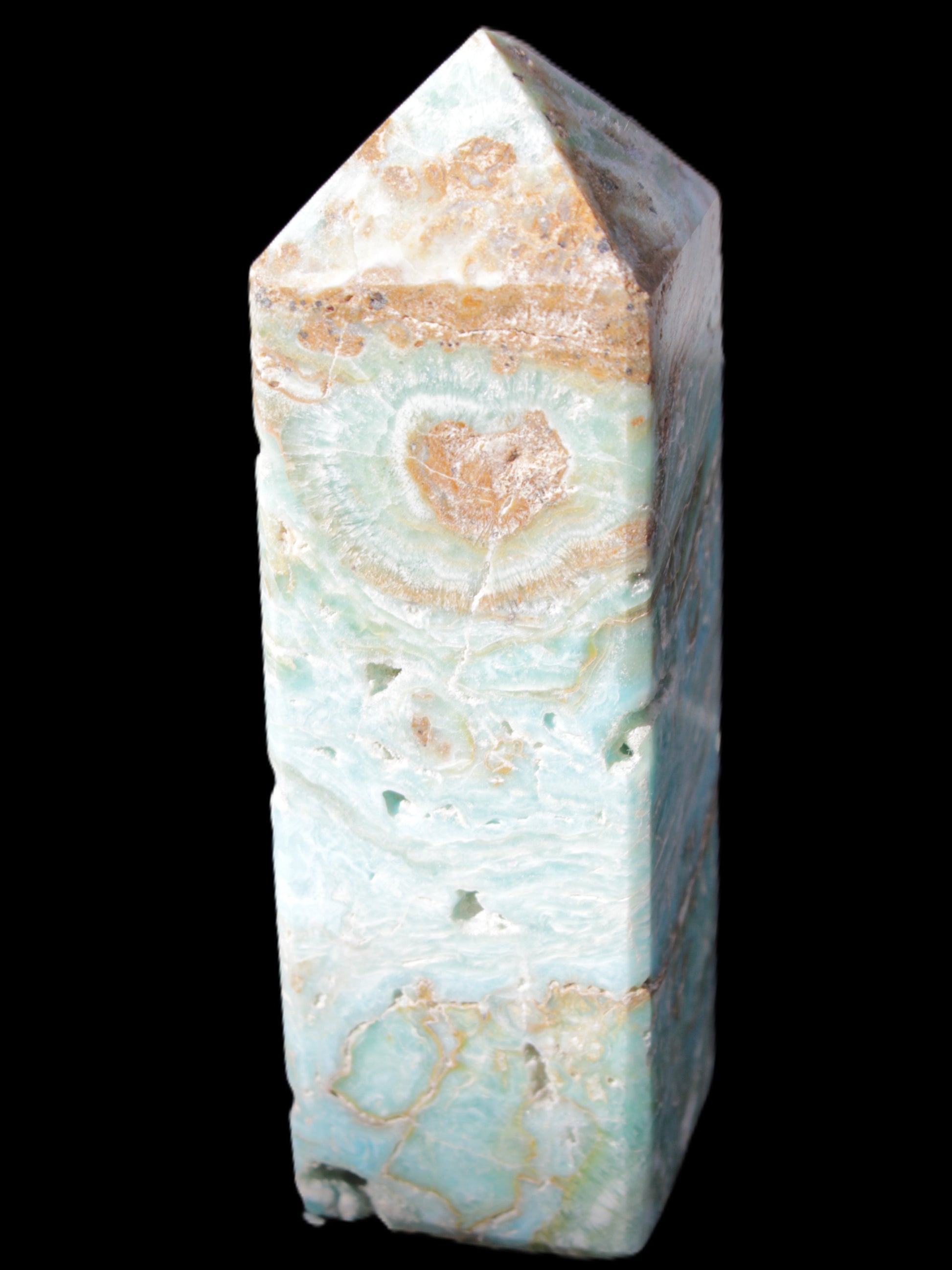 Caribbean Calcite Blue Aragonite obelisk 33*33*107mm 263g Rocks and Things Store