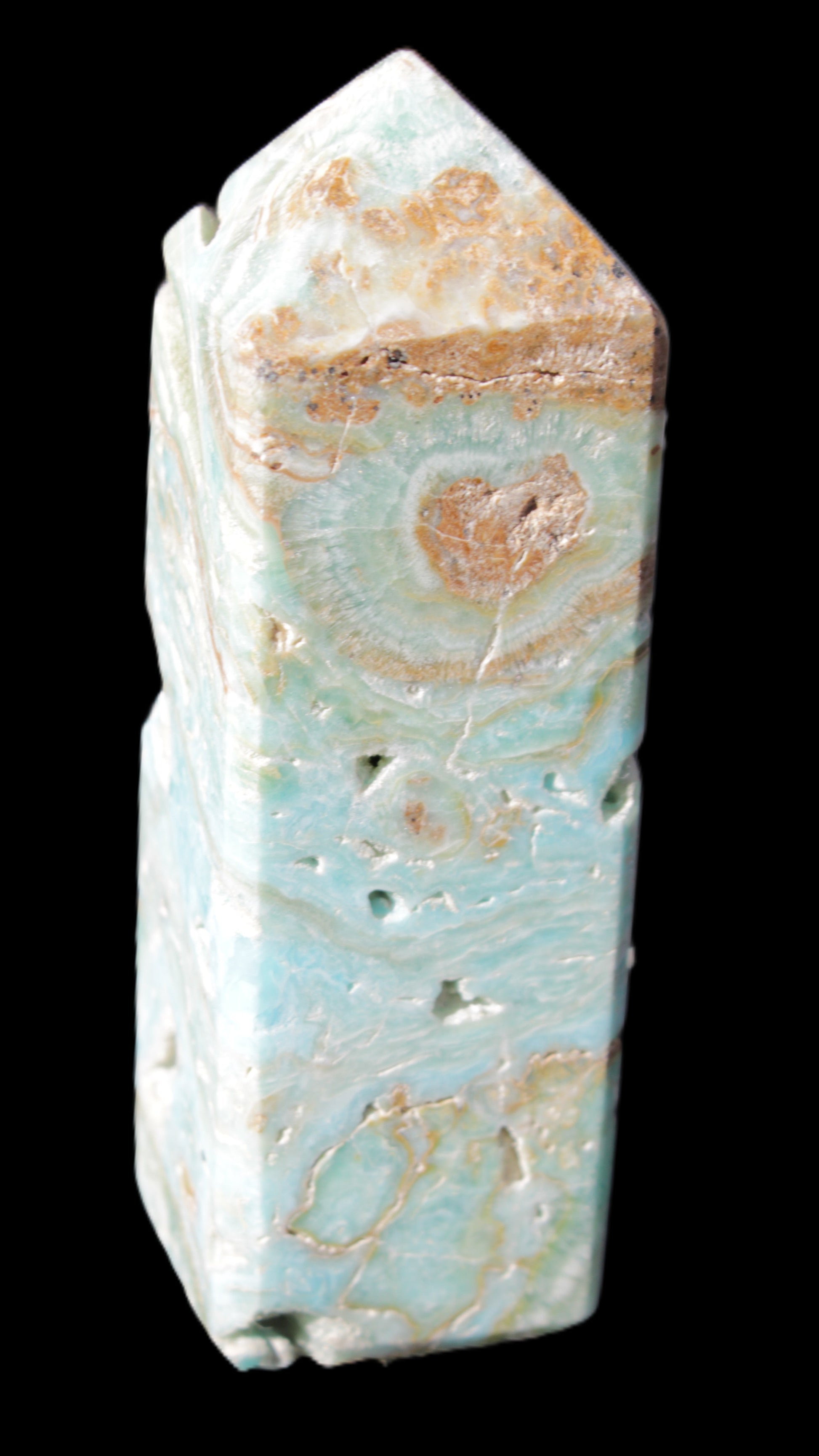 Caribbean Calcite Blue Aragonite obelisk 33*33*107mm 263g Rocks and Things Store