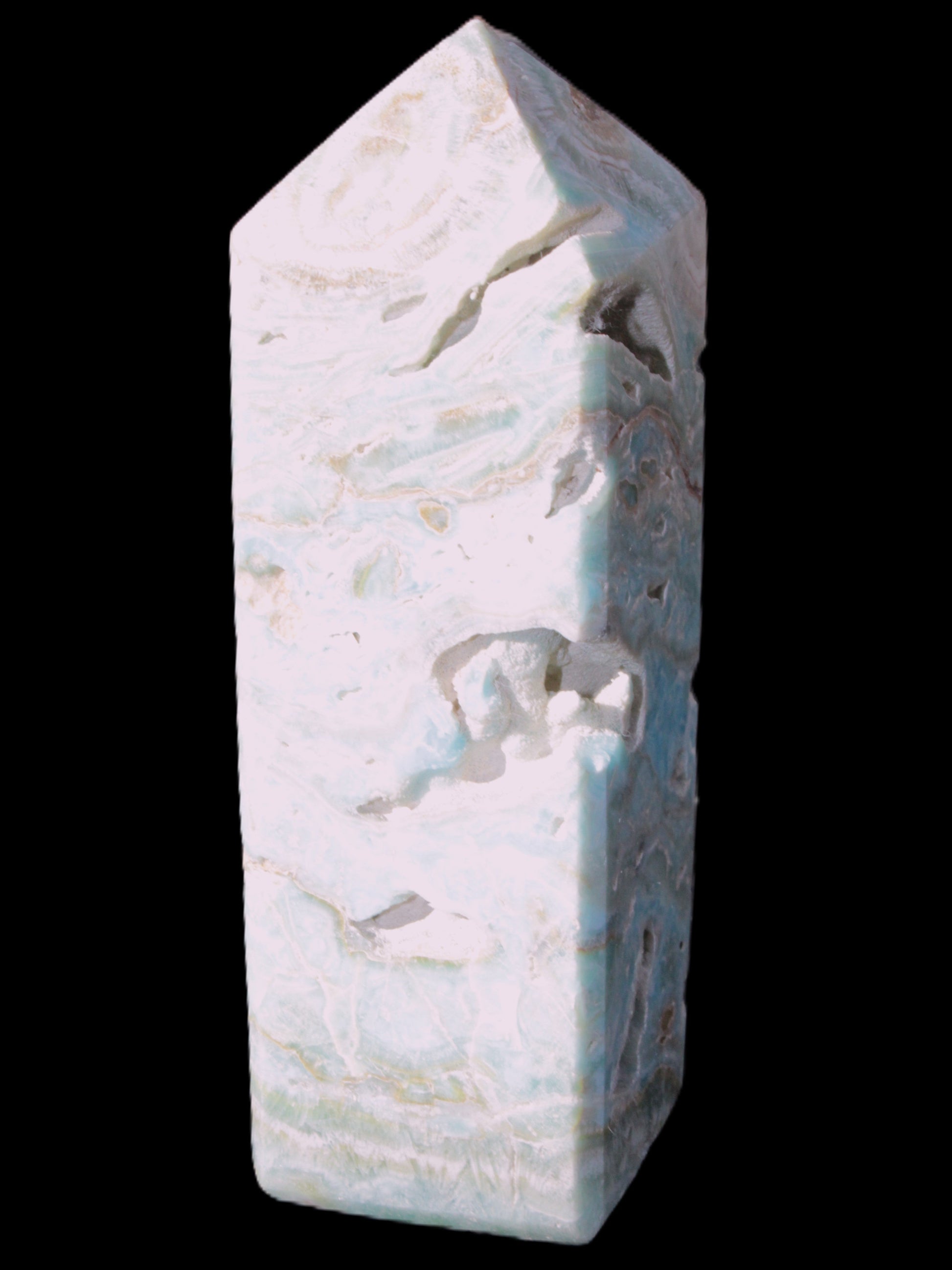 Caribbean Calcite Blue Aragonite obelisk 33*33*107mm 263g Rocks and Things Store