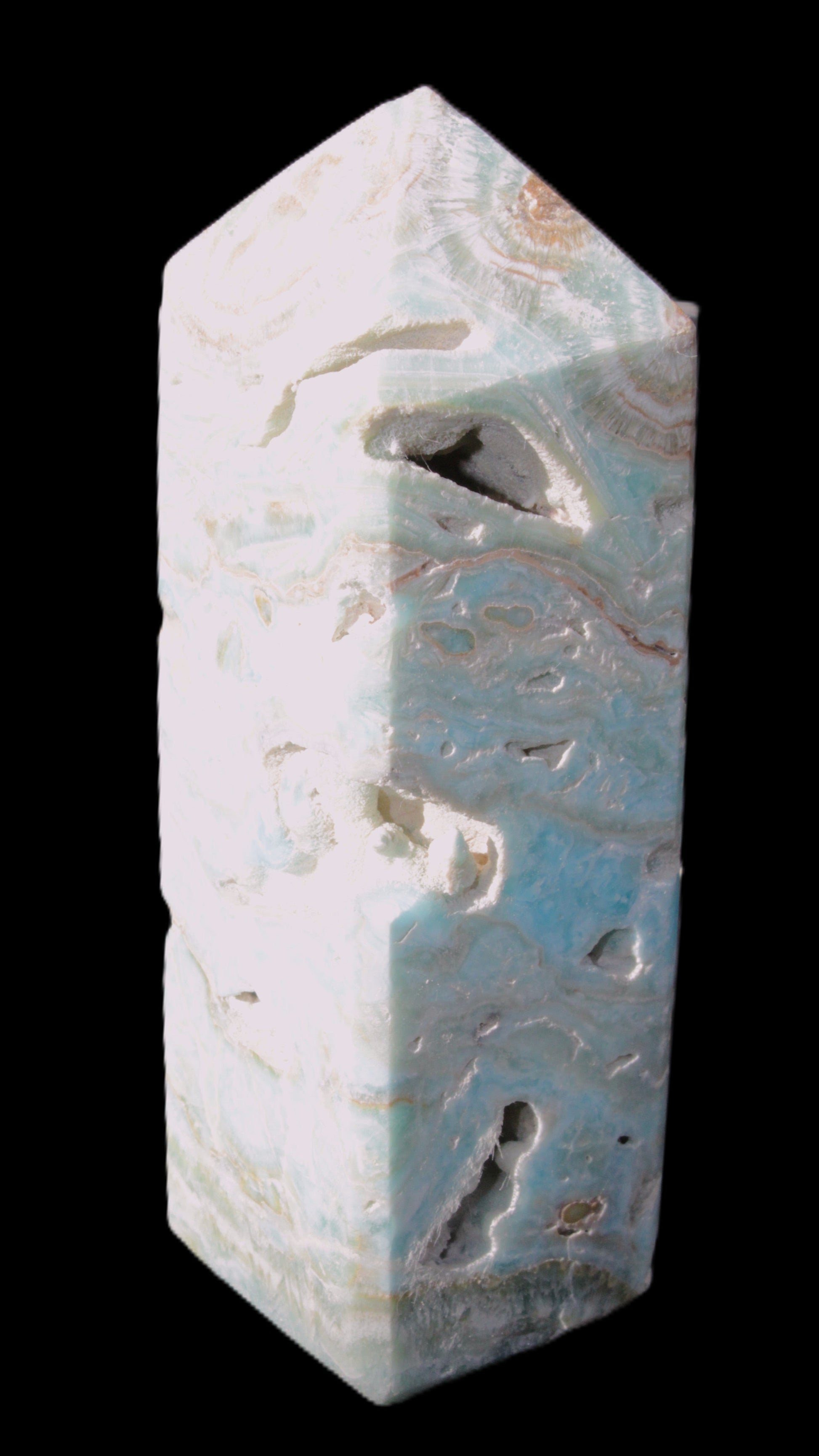 Caribbean Calcite Blue Aragonite obelisk 33*33*107mm 263g Rocks and Things Store
