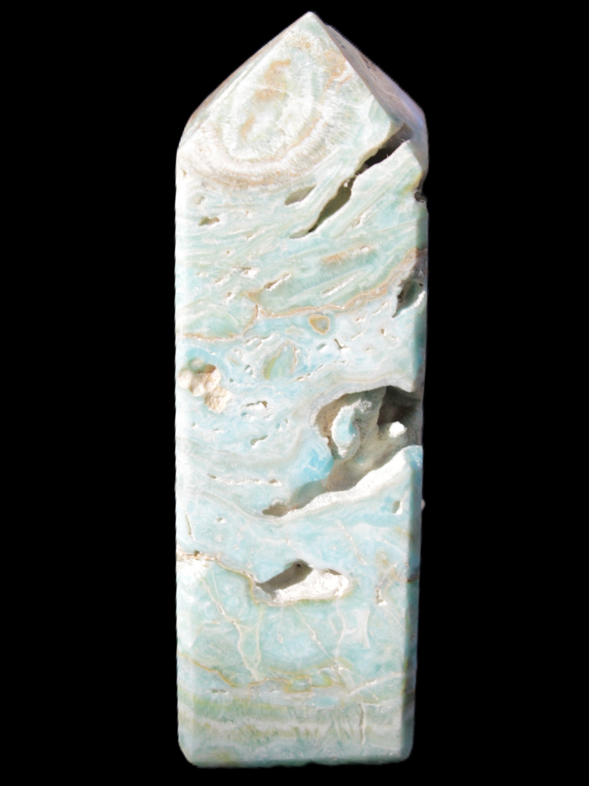 Caribbean Calcite Blue Aragonite obelisk 33*33*107mm 263g Rocks and Things Store