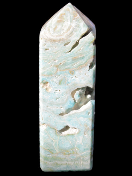 Caribbean Calcite Blue Aragonite obelisk 33*33*107mm 263g Rocks and Things Store