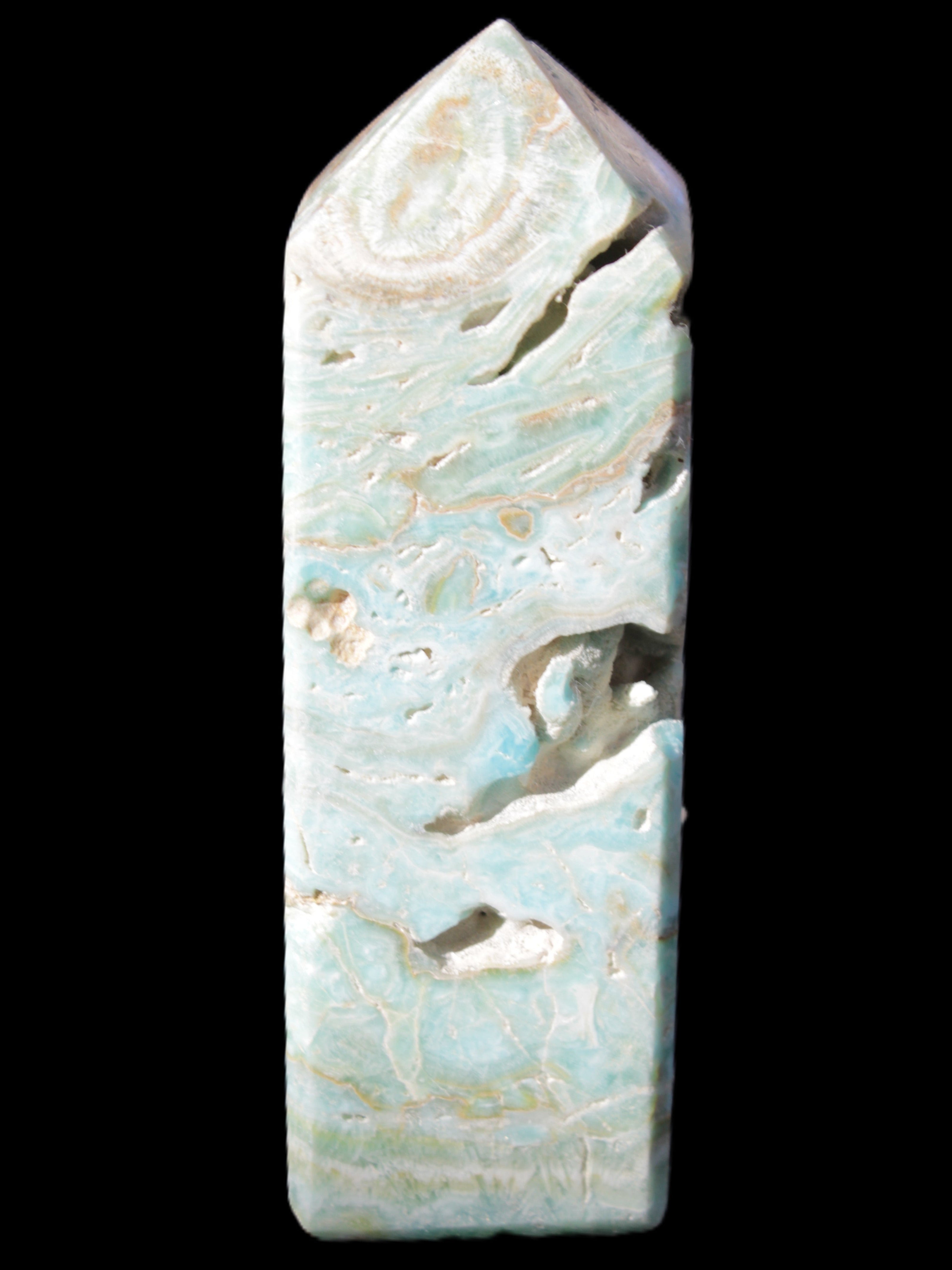 Caribbean Calcite Blue Aragonite obelisk 33*33*107mm 263g Rocks and Things Store