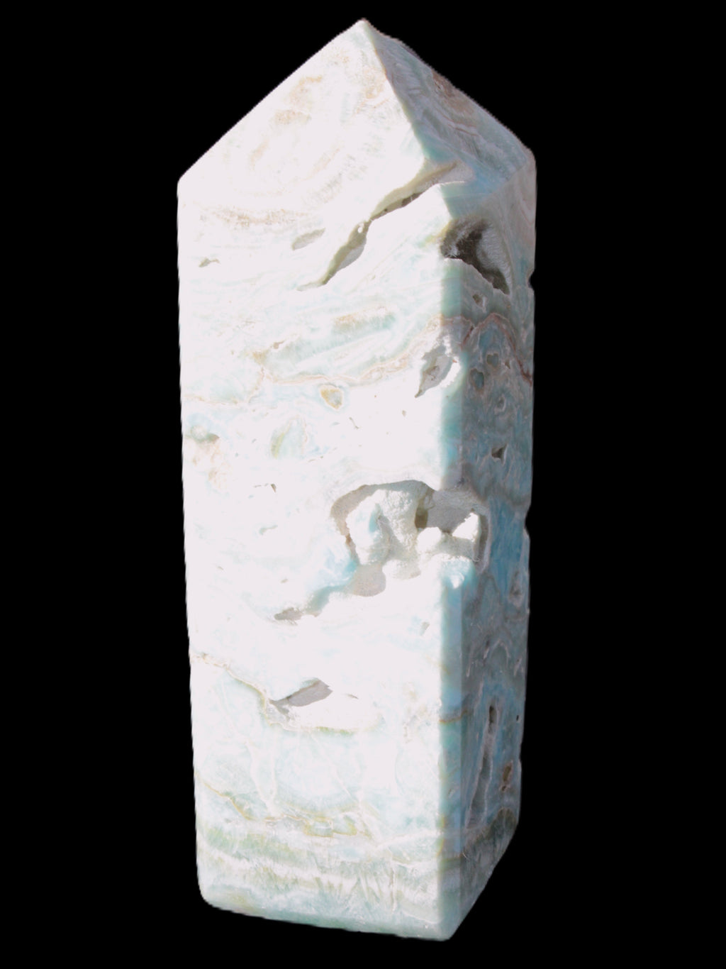 Caribbean Calcite Blue Aragonite obelisk 33*33*107mm 263g Rocks and Things Store