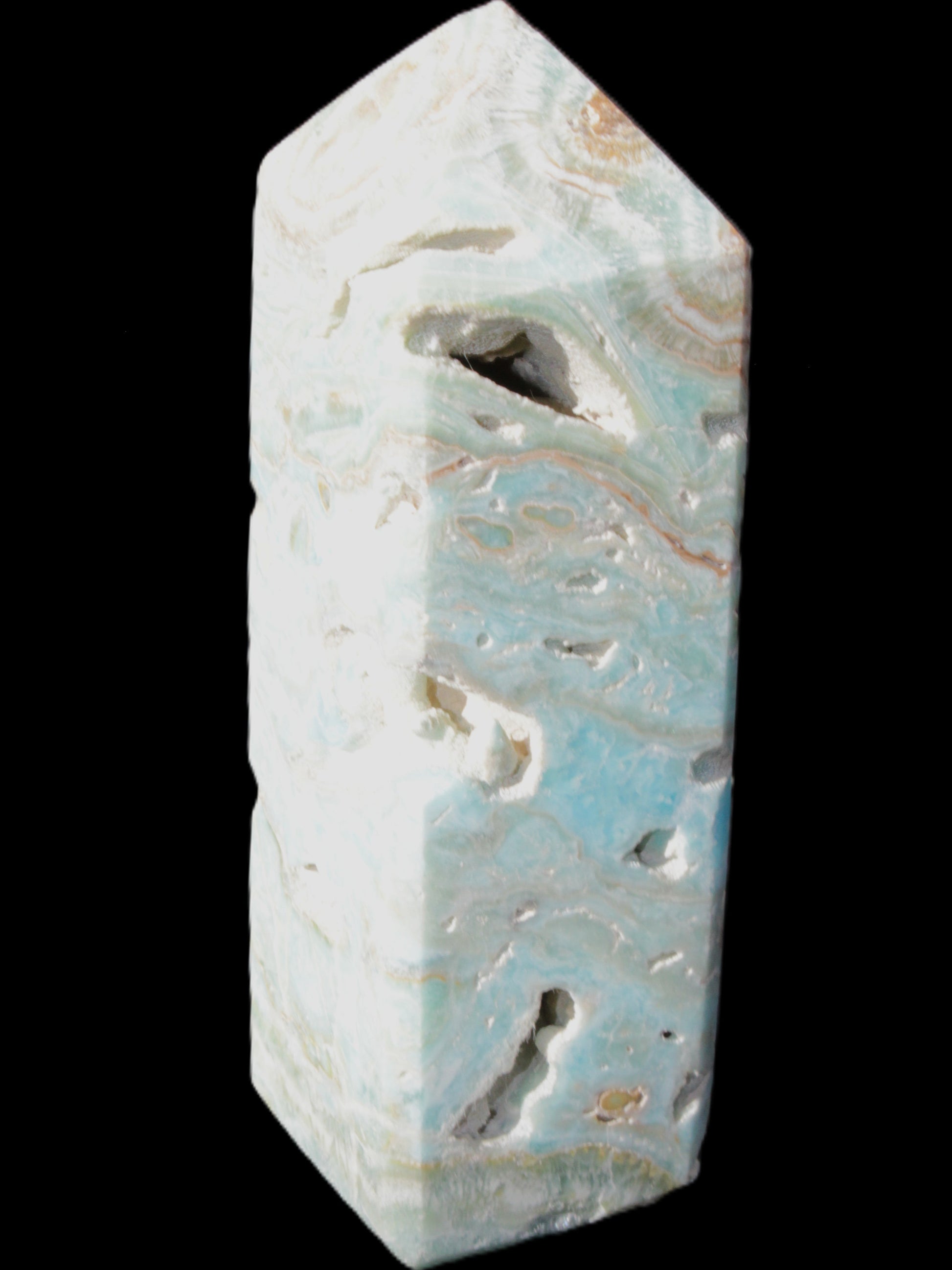 Caribbean Calcite Blue Aragonite obelisk 33*33*107mm 263g Rocks and Things Store