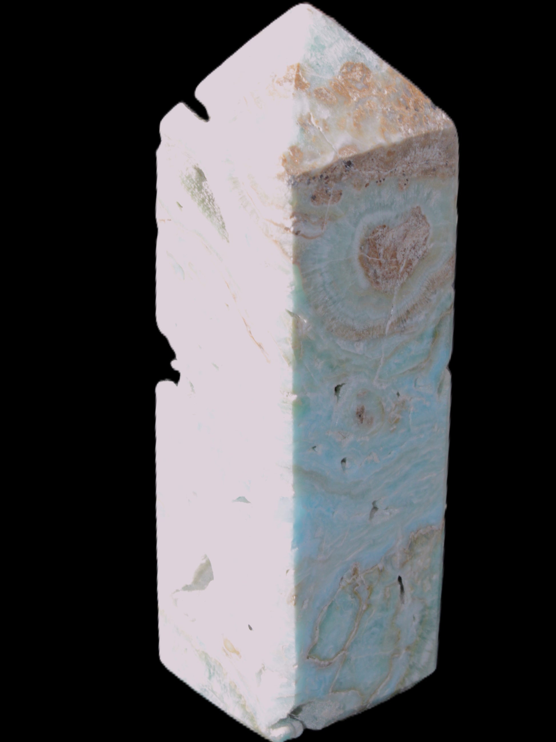 Caribbean Calcite Blue Aragonite obelisk 33*33*107mm 263g Rocks and Things Store