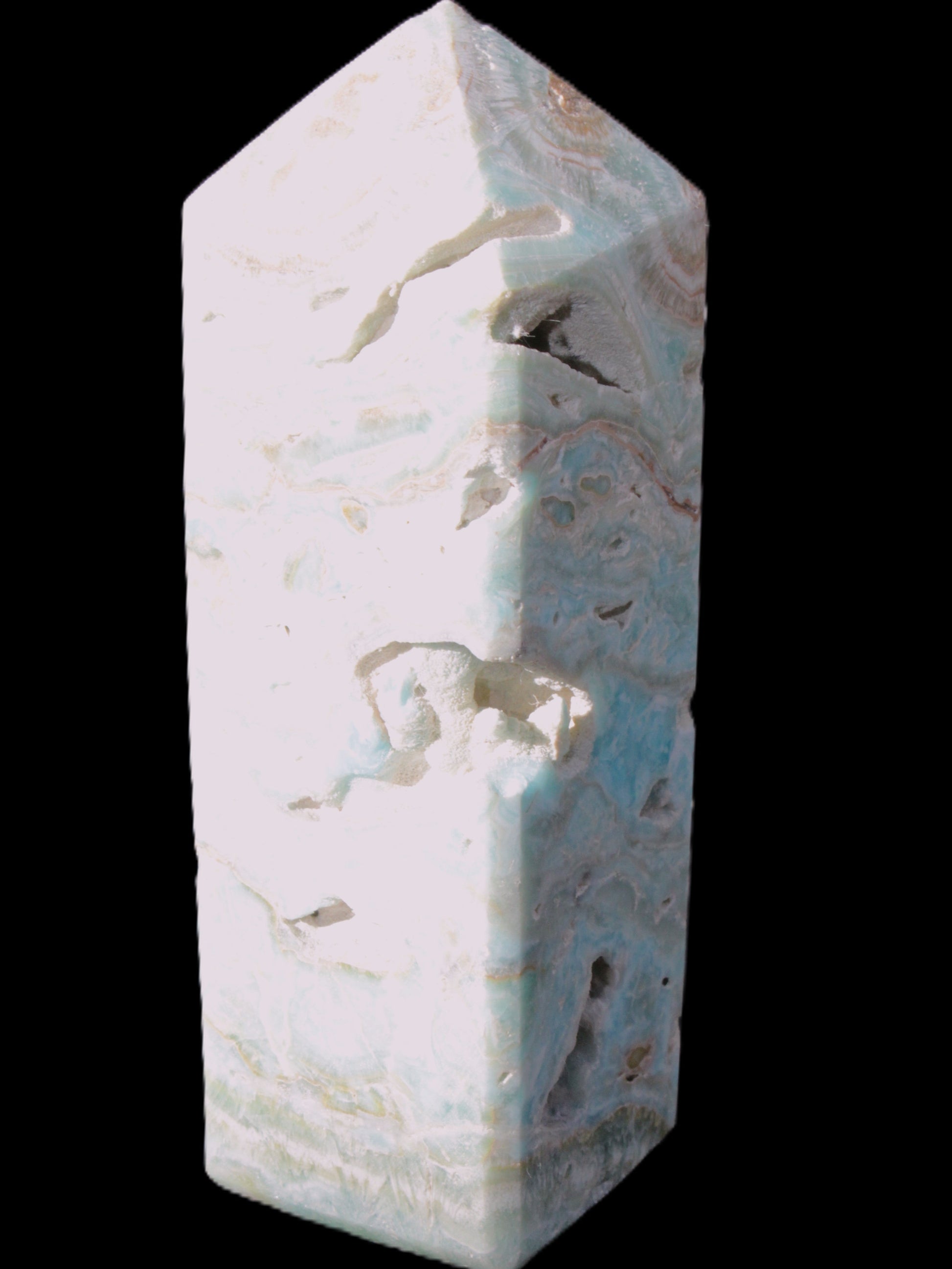 Caribbean Calcite Blue Aragonite obelisk 33*33*107mm 263g Rocks and Things Store