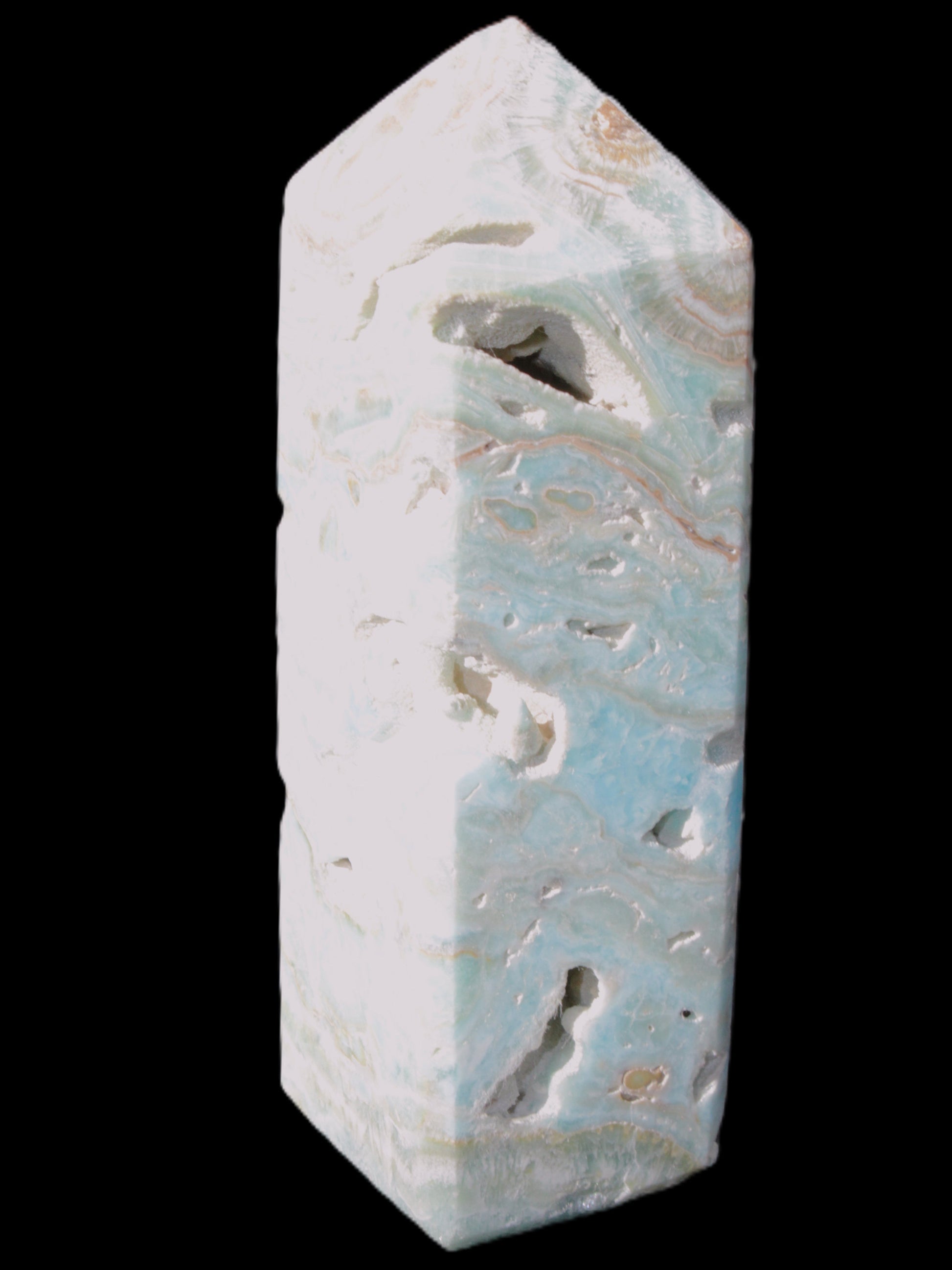 Caribbean Calcite Blue Aragonite obelisk 33*33*107mm 263g Rocks and Things Store