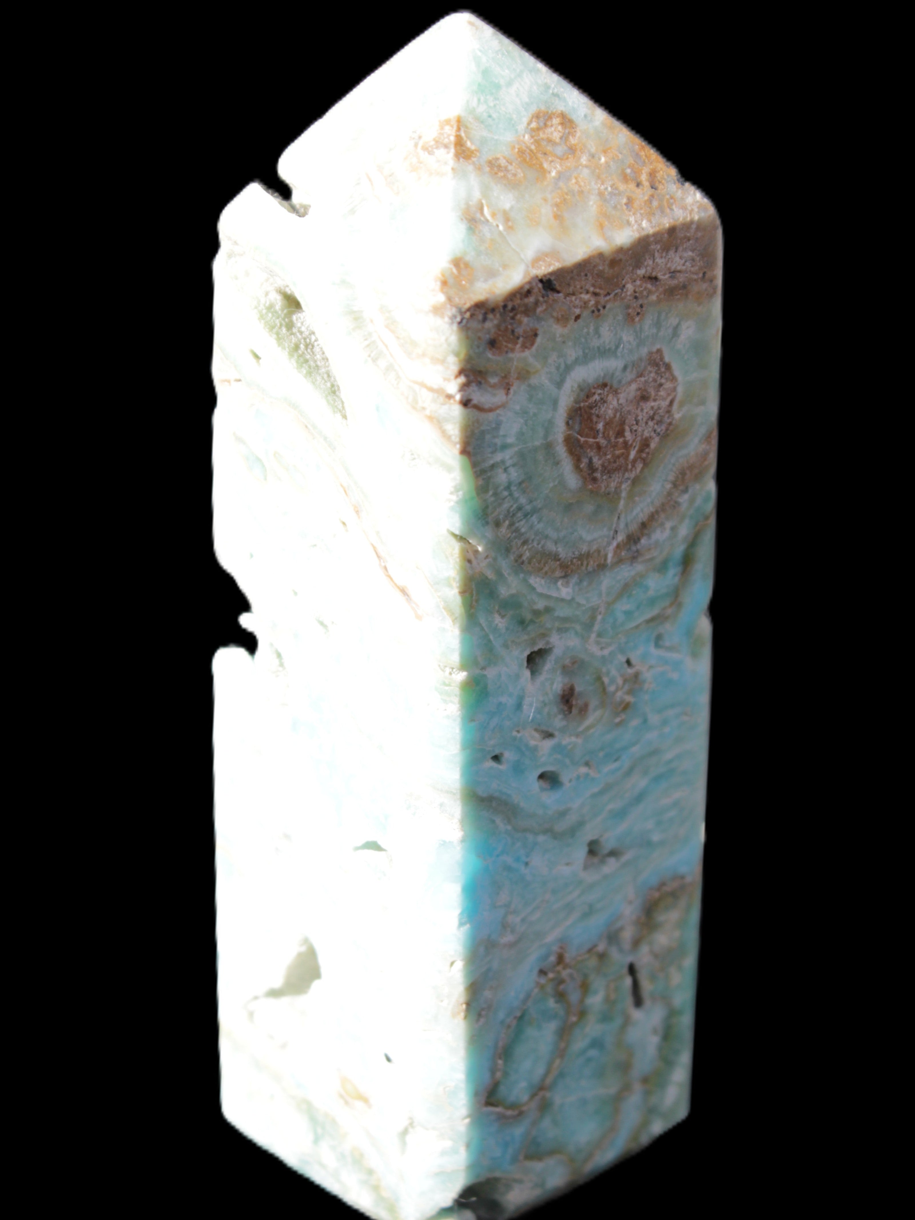 Caribbean Calcite Blue Aragonite obelisk 33*33*107mm 263g Rocks and Things Store