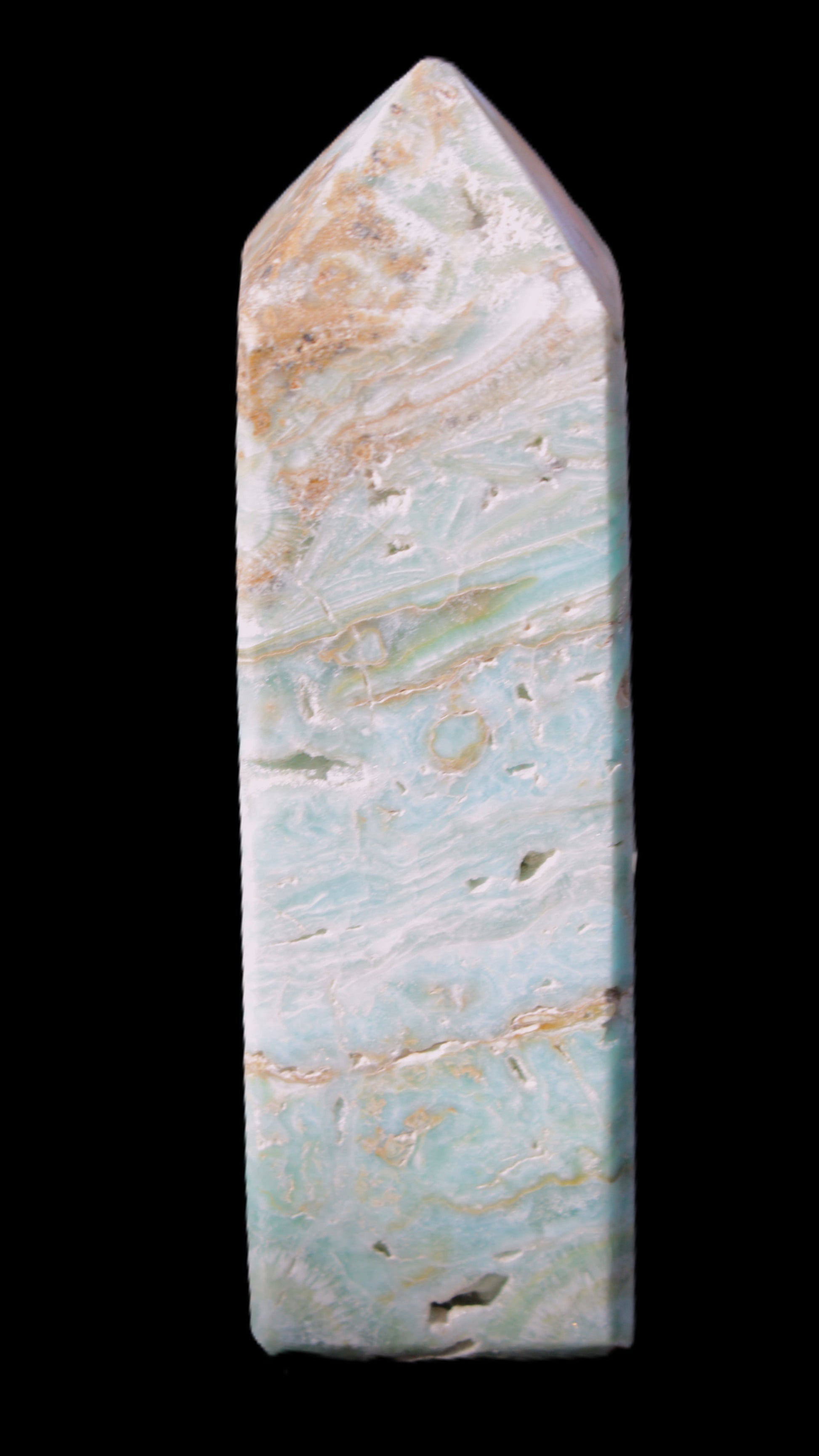 Caribbean Calcite Blue Aragonite obelisk 33*33*107mm 263g Rocks and Things Store