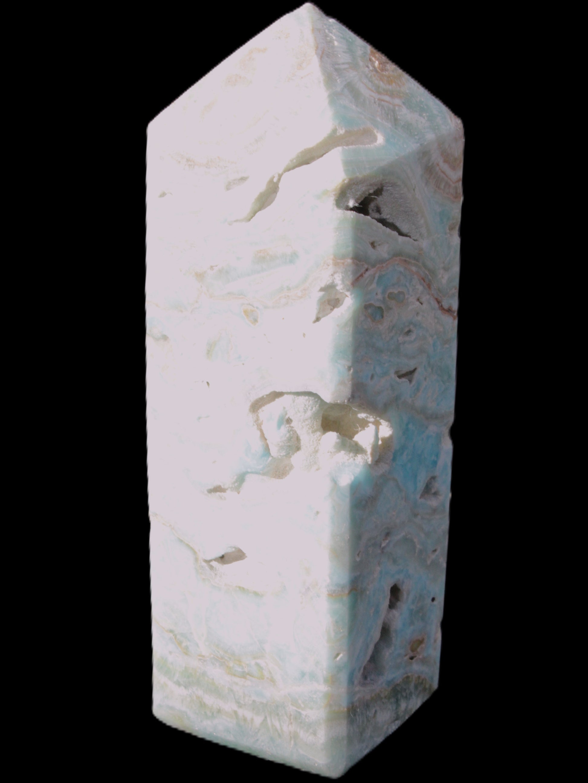 Caribbean Calcite Blue Aragonite obelisk 33*33*107mm 263g Rocks and Things Store