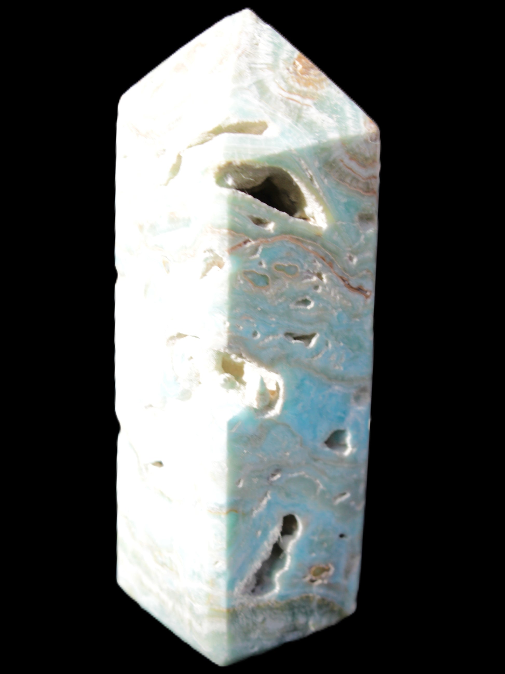 Caribbean Calcite Blue Aragonite obelisk 33*33*107mm 263g Rocks and Things Store