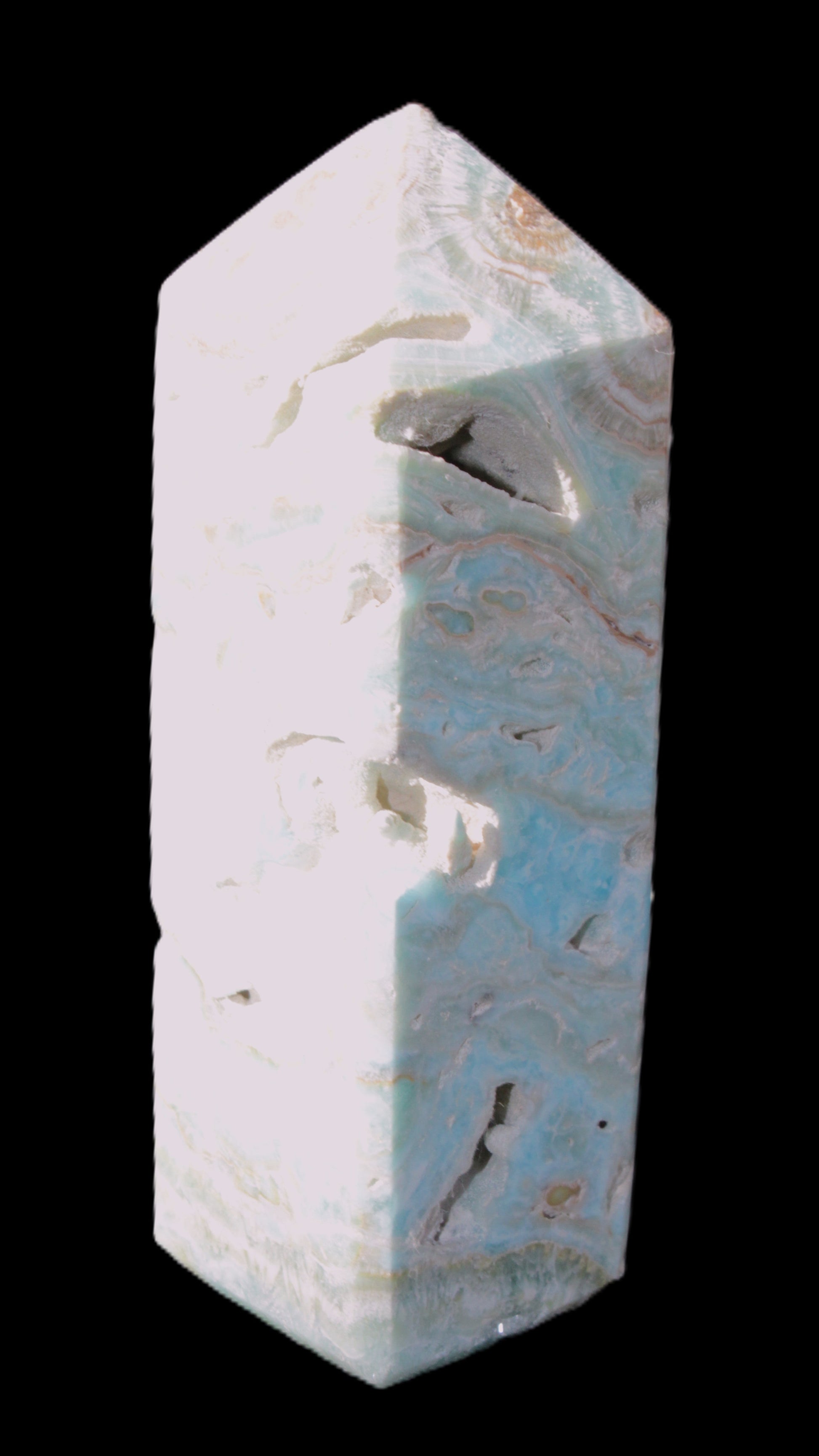 Caribbean Calcite Blue Aragonite obelisk 33*33*107mm 263g Rocks and Things Store