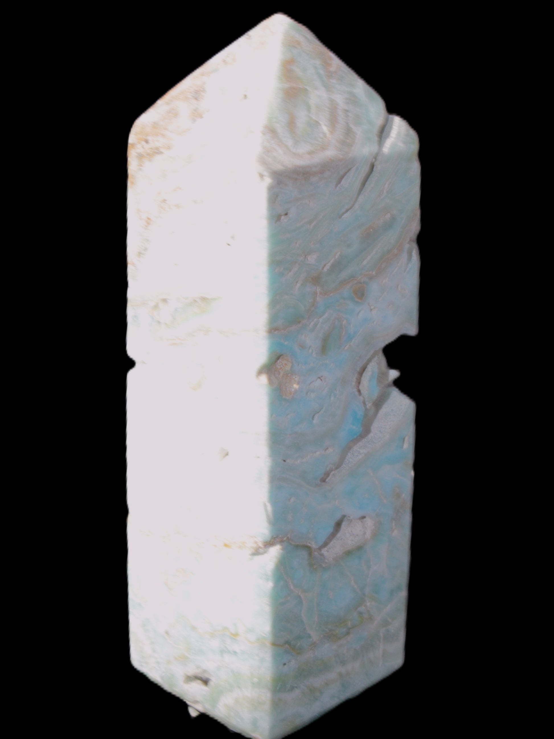 Caribbean Calcite Blue Aragonite obelisk 33*33*107mm 263g Rocks and Things Store