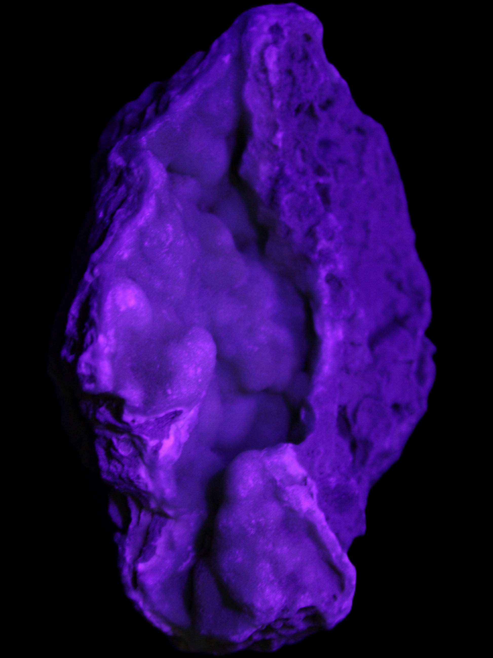 Blue Aragonite Caribbean Calcite specimen 101*40*79mm 223g in UV light - Rocks and Things Store