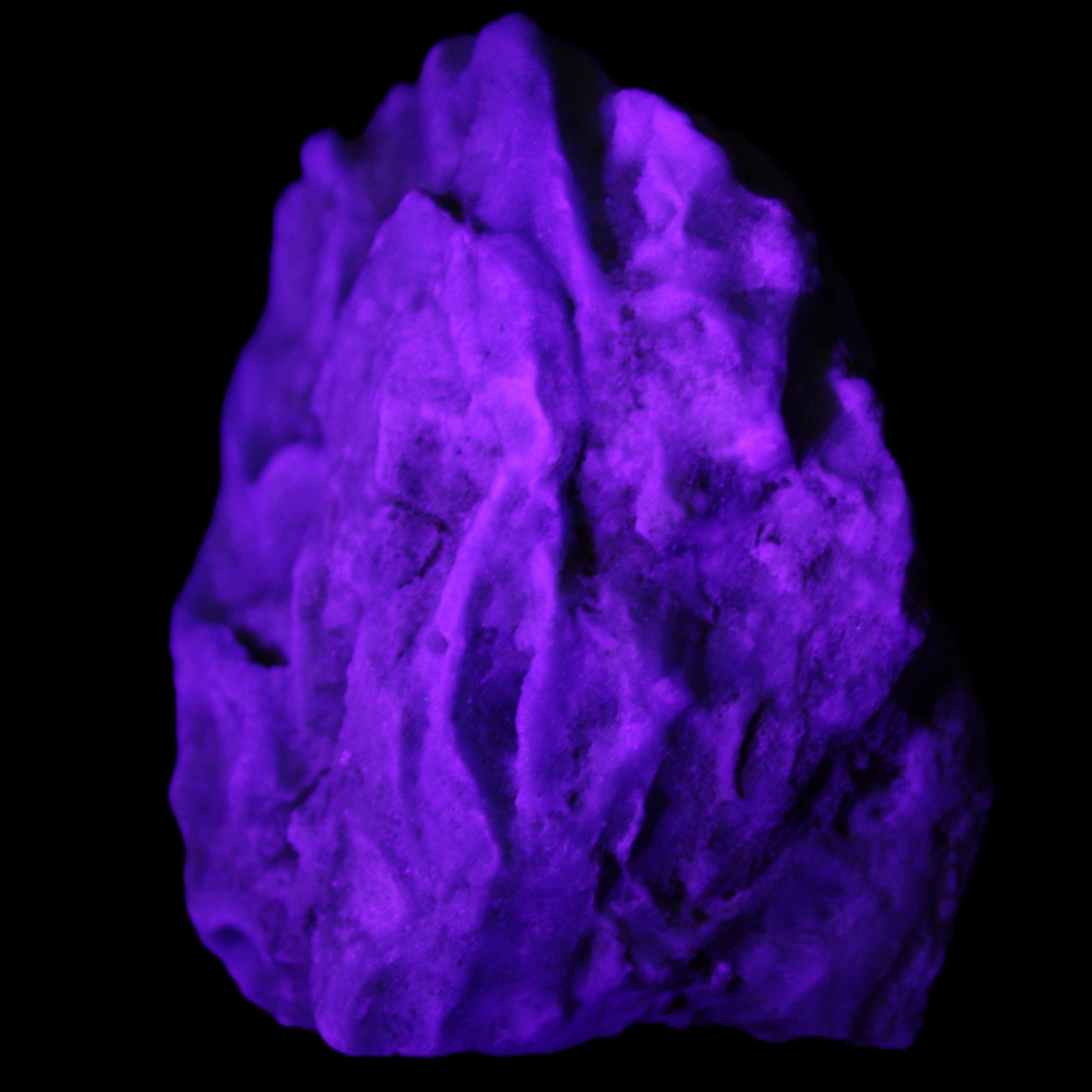 Blue Aragonite Caribbean Calcite specimen 97*53*85mm 395g in UV light - Rocks and Things Store