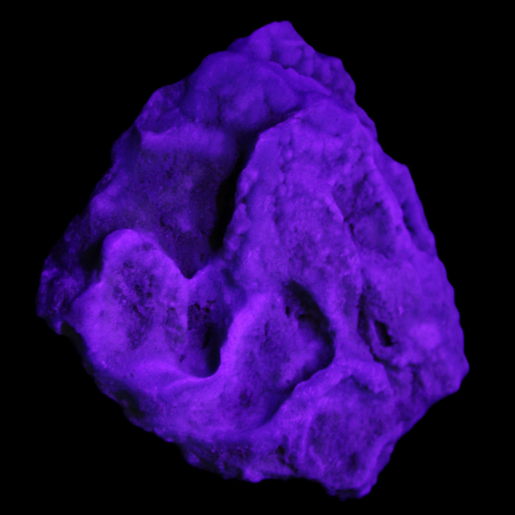 Blue Aragonite Caribbean Calcite specimen 97*53*85mm 395g in UV light - Rocks and Things Store