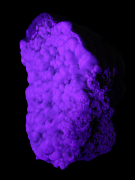 Blue Aragonite Caribbean Calcite specimen 95*48*68mm 352.2g in UV light - Rocks and Things Store