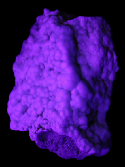 Blue Aragonite Caribbean Calcite specimen 95*48*68mm 352.2g in UV light - Rocks and Things Store