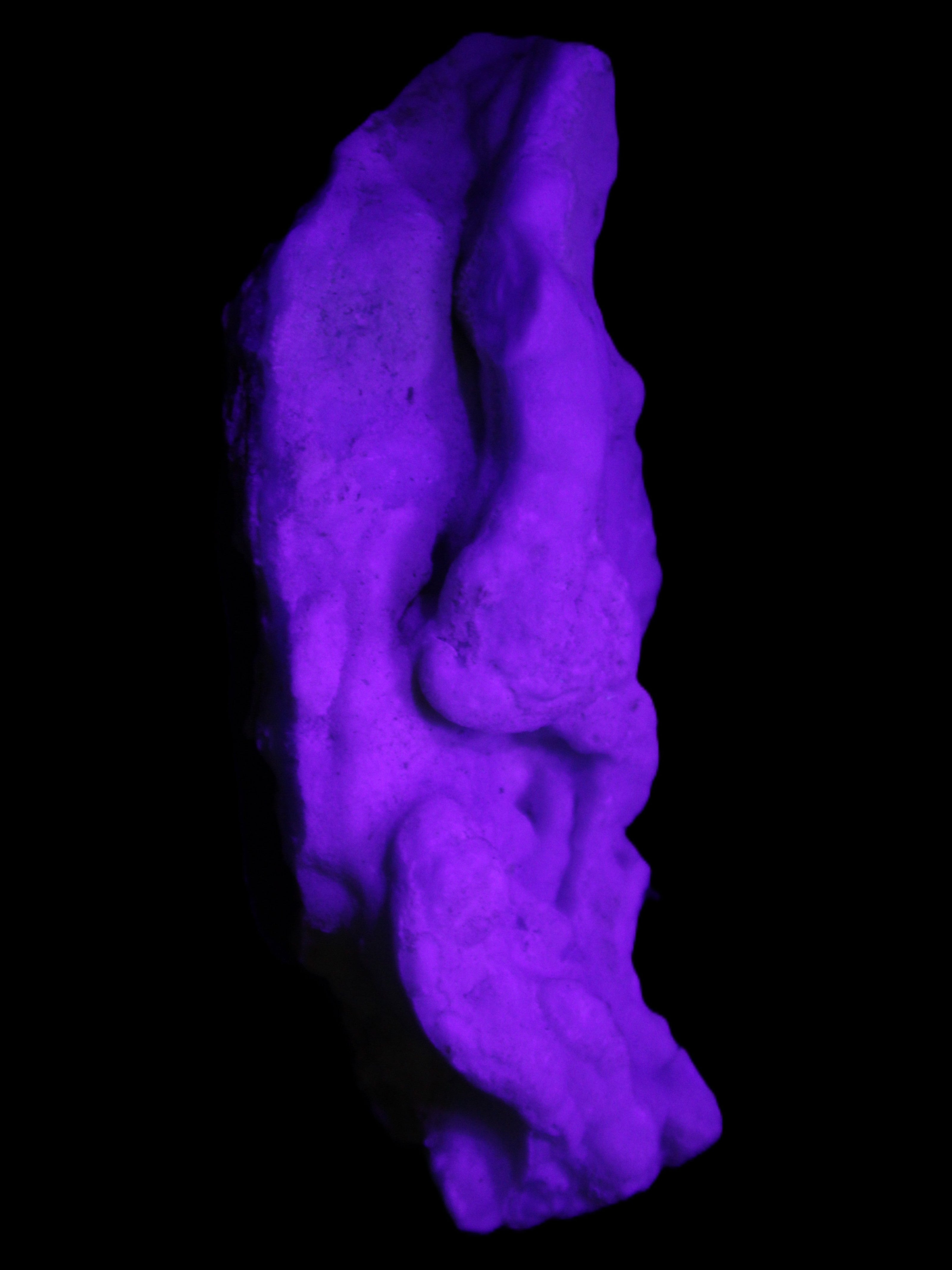 Blue Aragonite specimen 102*22*42mm 100g in UV light - Rocks and Things Store